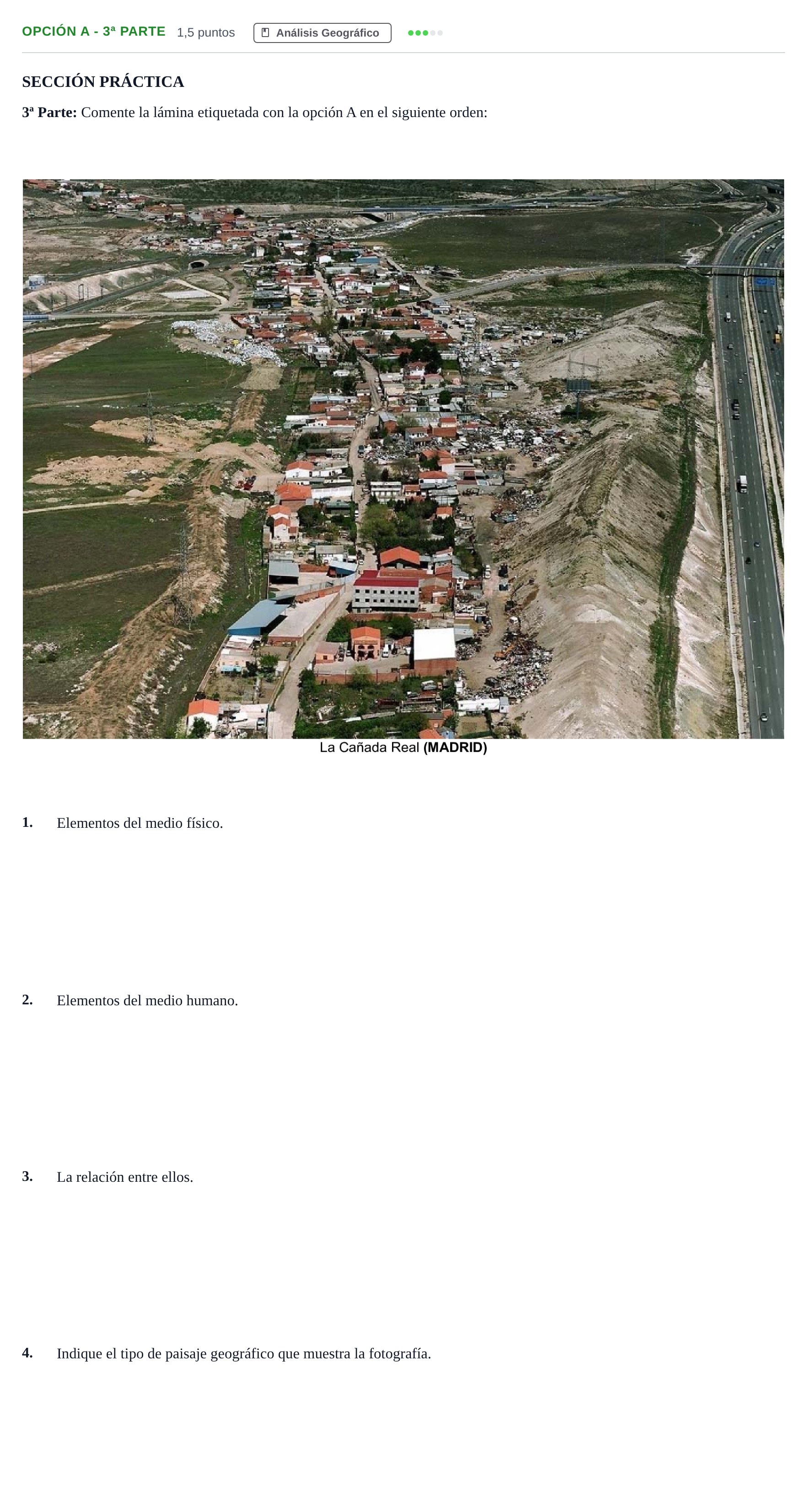 Enunciado: Opción A - 3ª Parte · Geografía PAU Madrid Ordinaria 2019