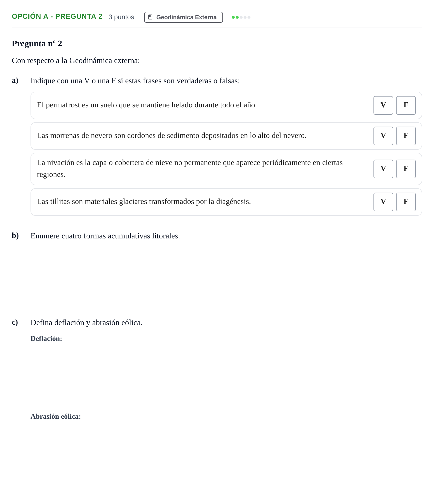 Enunciado: Opción A - Pregunta 2 · Geología PAU Madrid Ordinaria 2019