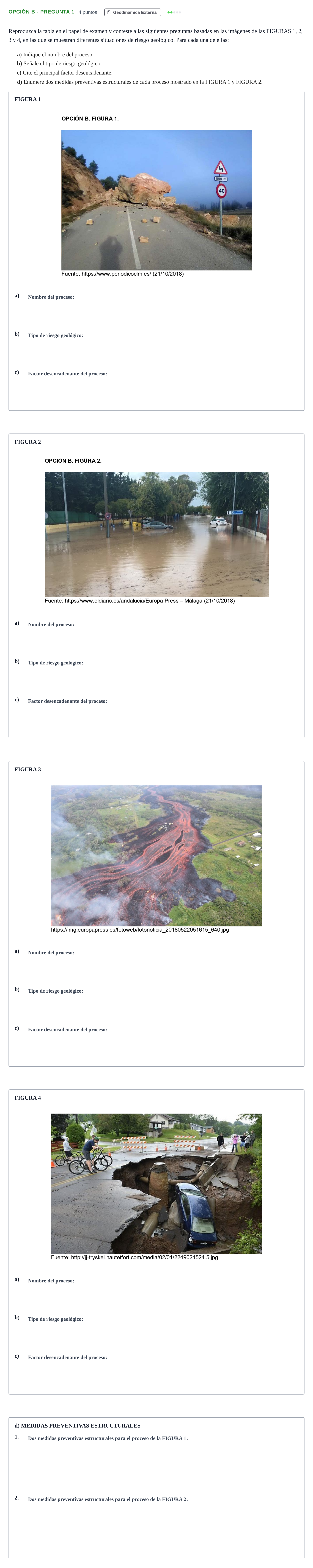 Enunciado: Opción B - Pregunta 1 · Geología PAU Madrid Ordinaria 2019