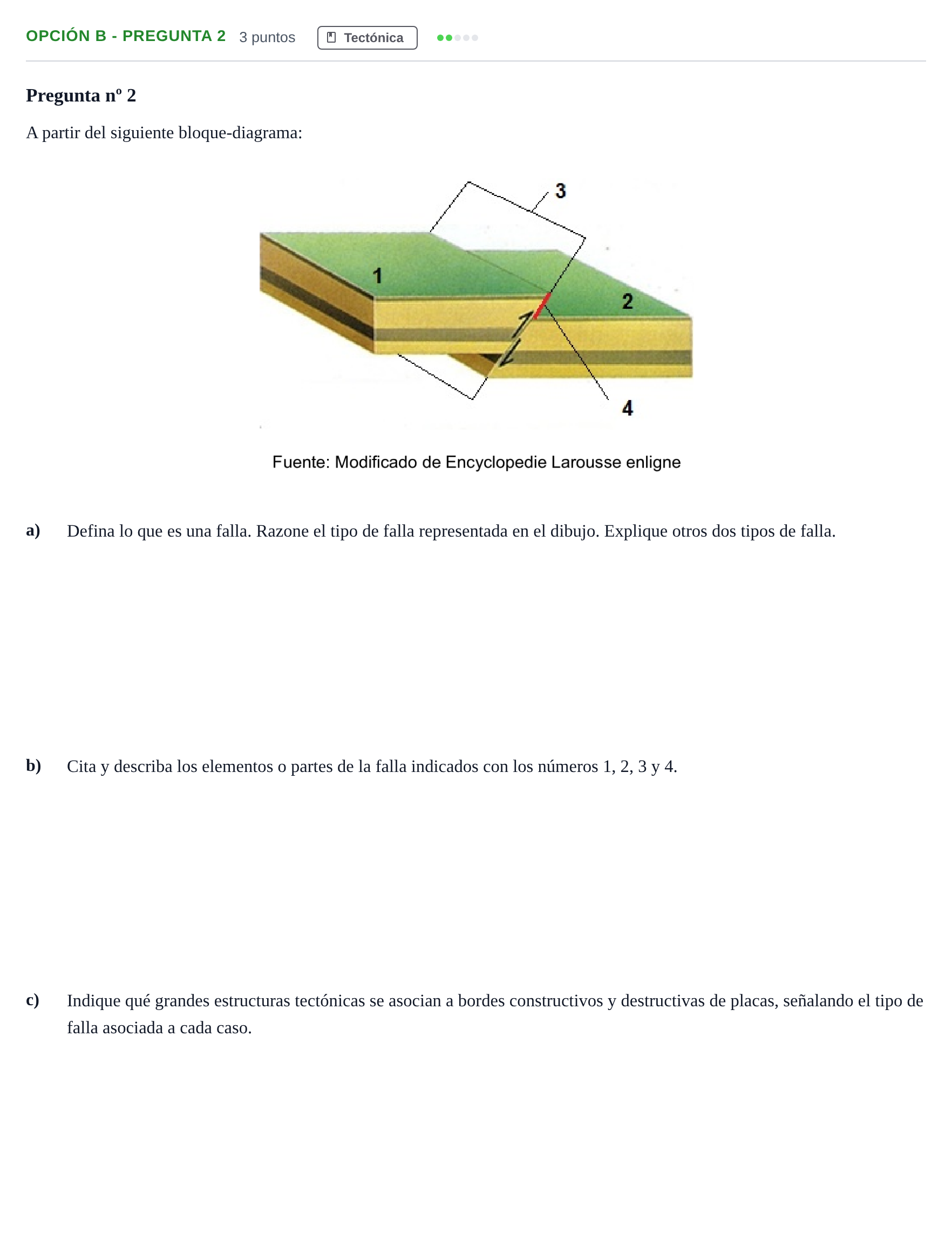 Enunciado: Opción B - Pregunta 2 · Geología PAU Madrid Ordinaria 2019