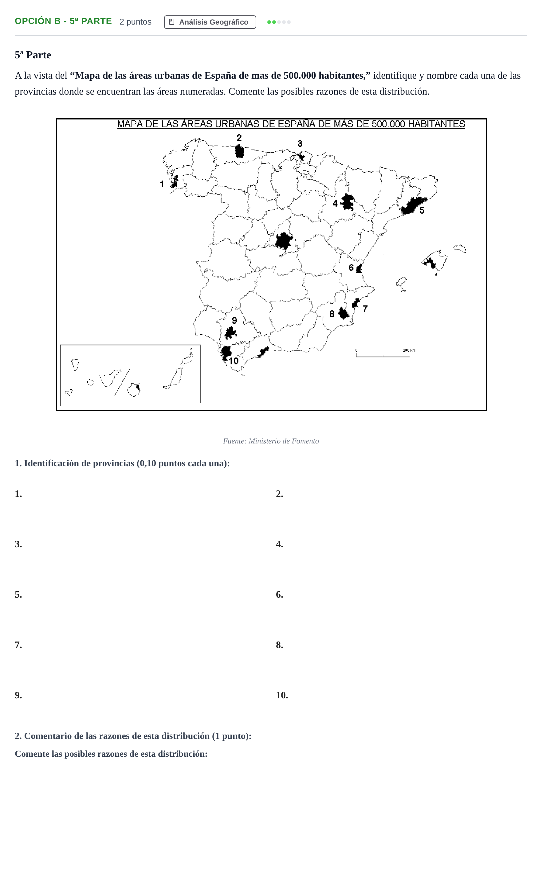 Enunciado: Opción B - 5ª Parte · Geografía PAU Madrid Modelo 2019