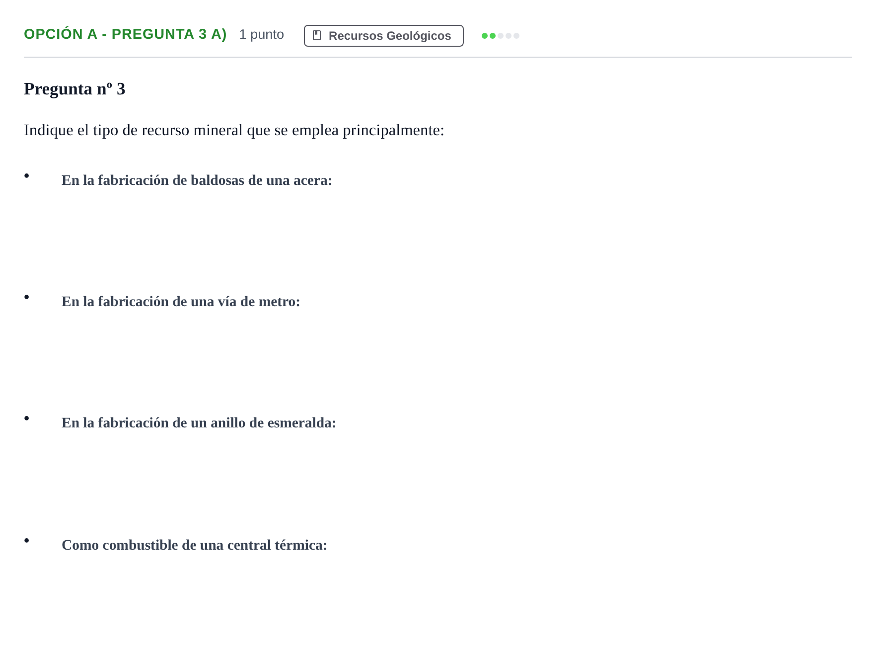 Enunciado: Opción A - Pregunta 3 a) · Geología PAU Madrid Modelo 2019