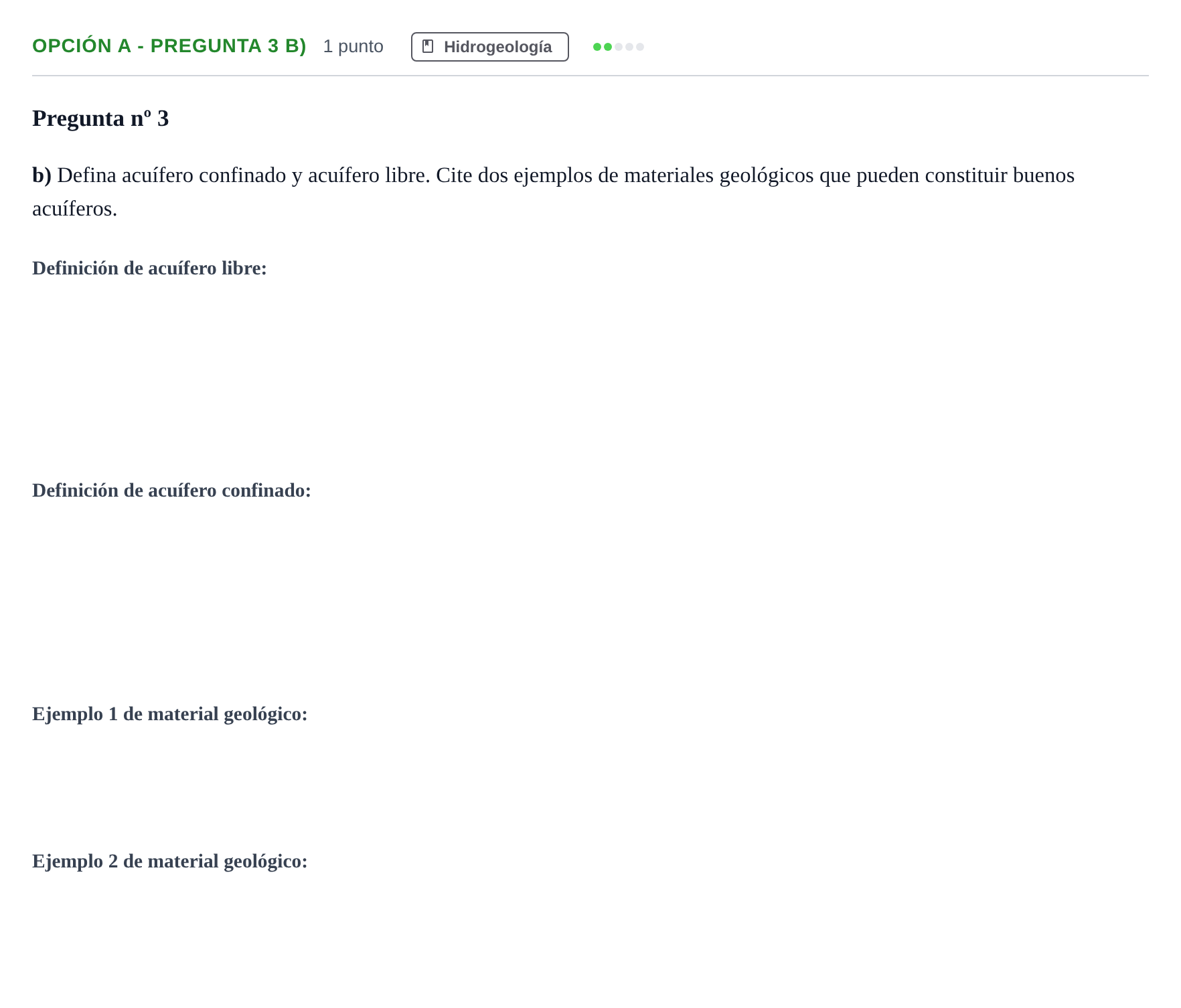 Enunciado: Opción A - Pregunta 3 b) · Geología PAU Madrid Modelo 2019