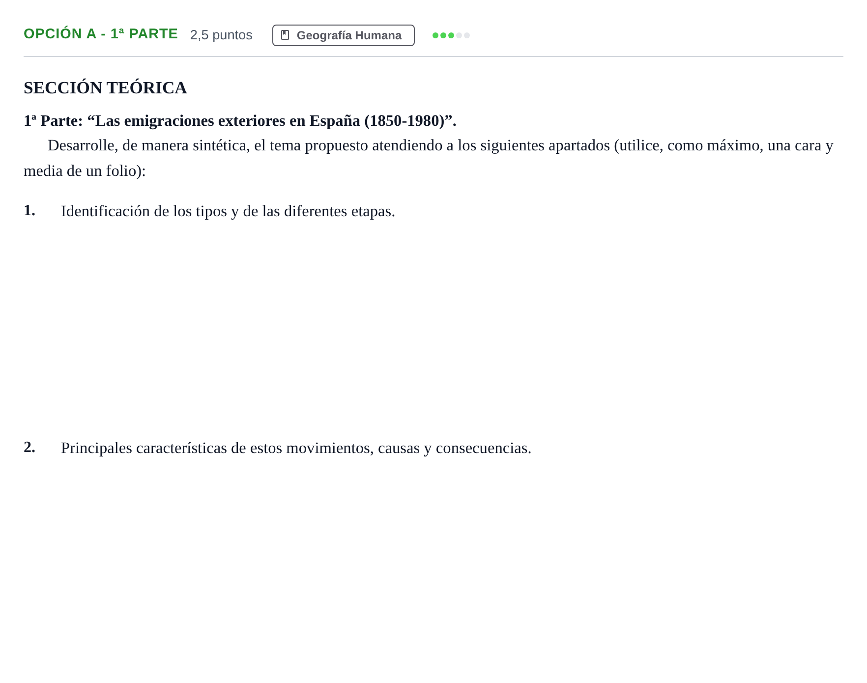 Enunciado: Opción A - 1ª Parte · Geografía PAU Madrid Extraordinaria 2019