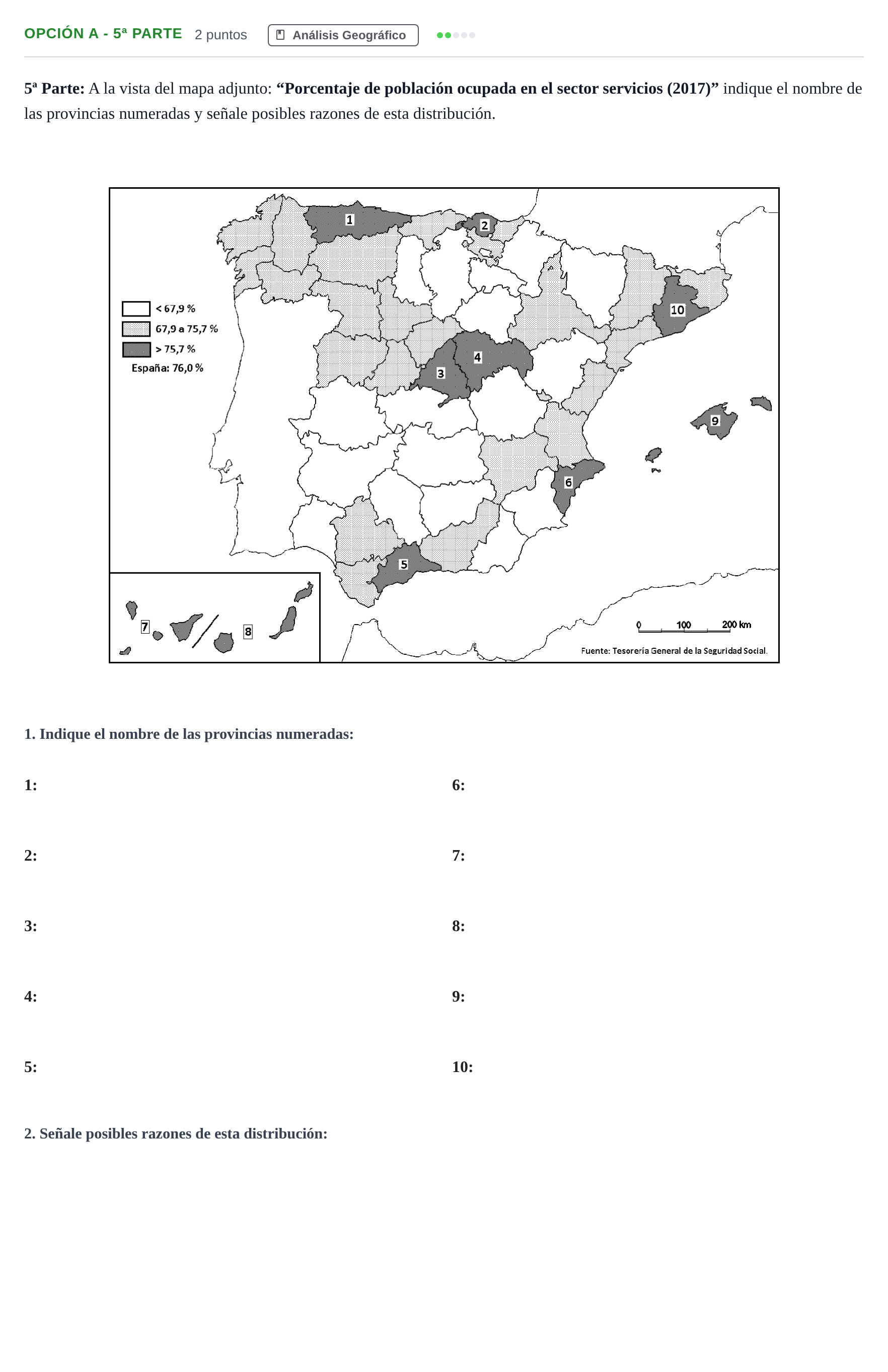 Enunciado: Opción A - 5ª Parte · Geografía PAU Madrid Extraordinaria 2019