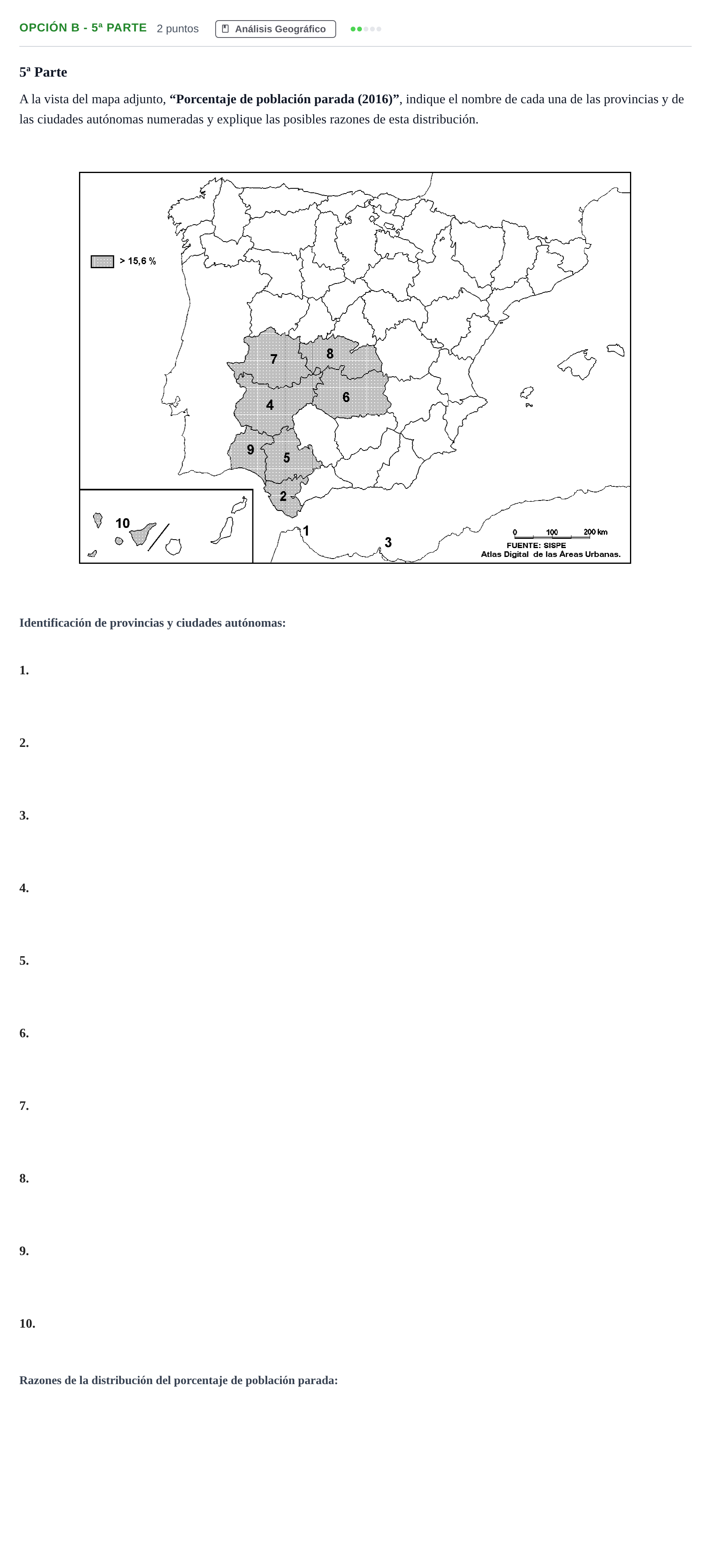 Enunciado: Opción B - 5ª Parte · Geografía PAU Madrid Extraordinaria 2019