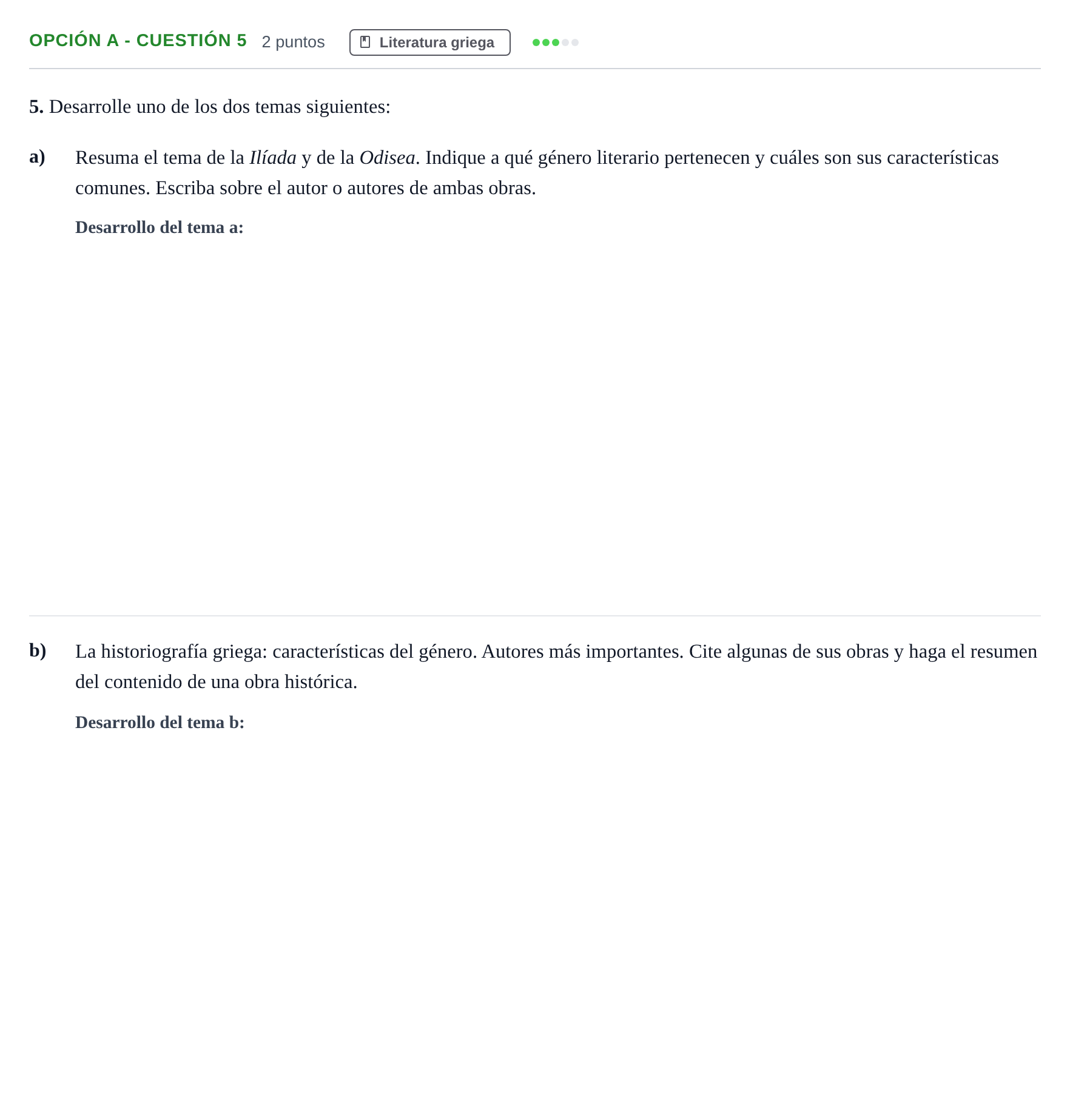 Enunciado: Opción A - Cuestión 5 · Griego II PAU Madrid Ordinaria 2019