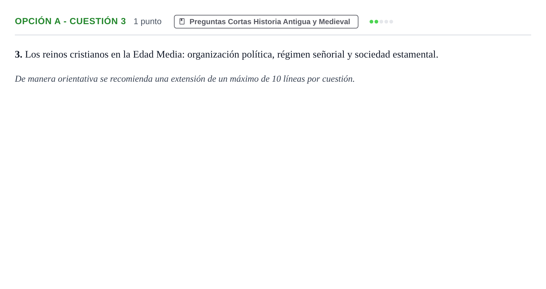 Enunciado: Opción A - Cuestión 3 · Historia de España PAU Madrid Modelo 2019