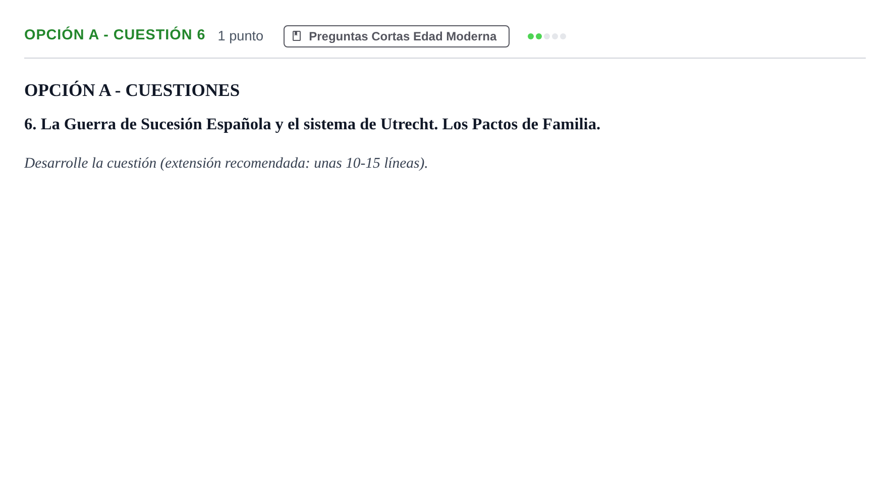 Enunciado: Opción A - Cuestión 6 · Historia de España PAU Madrid Ordinaria 2019