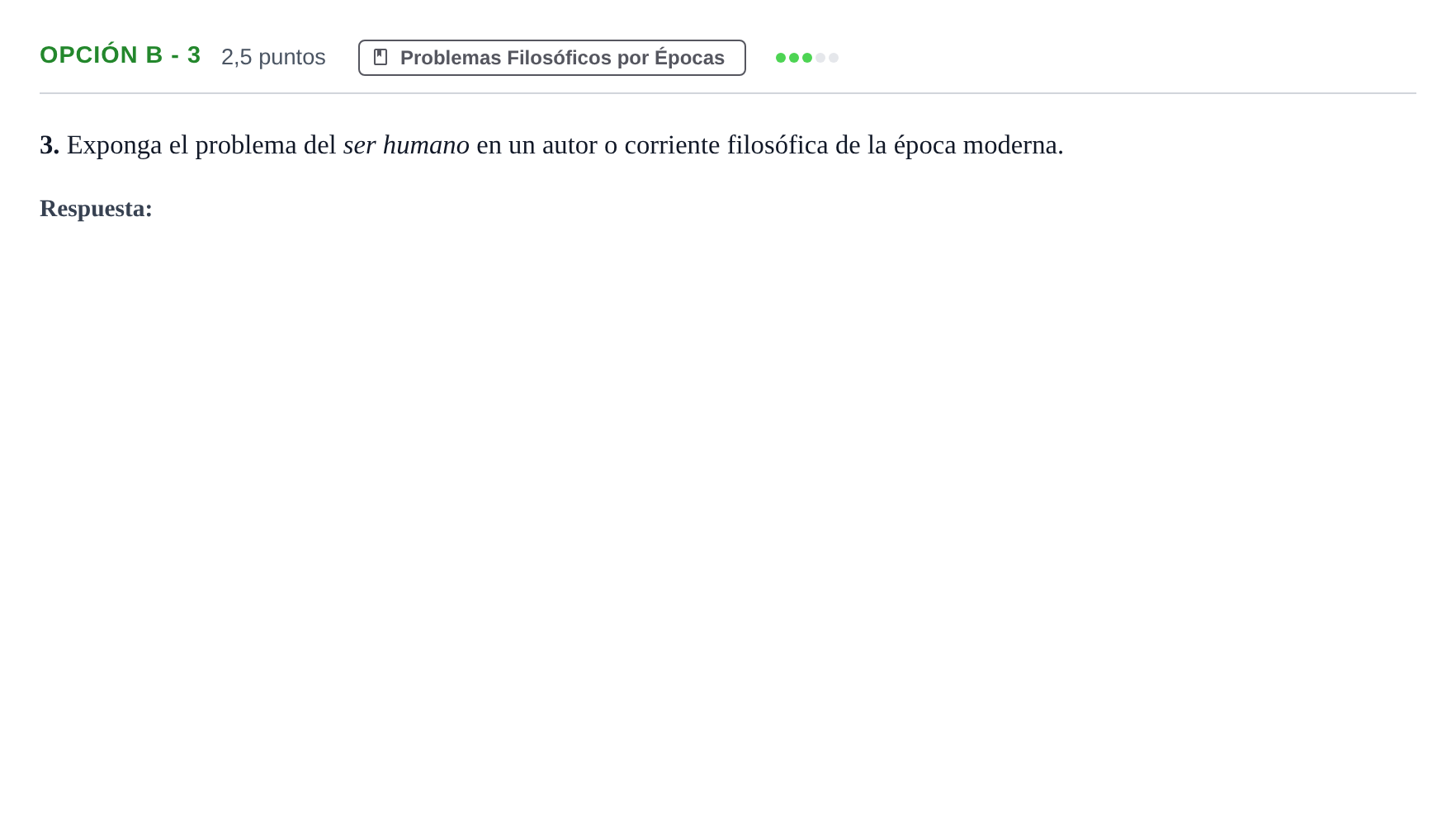 Enunciado: Opción B - 3 · Historia de la Filosofía PAU Madrid Ordinaria 2019