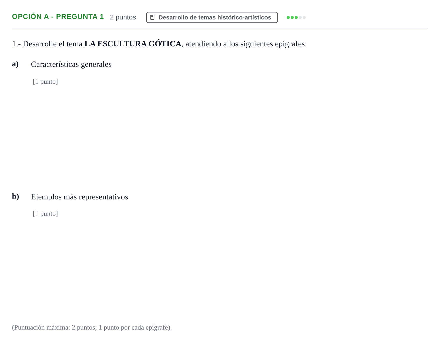 Enunciado: Opción A - Pregunta 1 · Historia del Arte PAU Madrid Modelo 2019