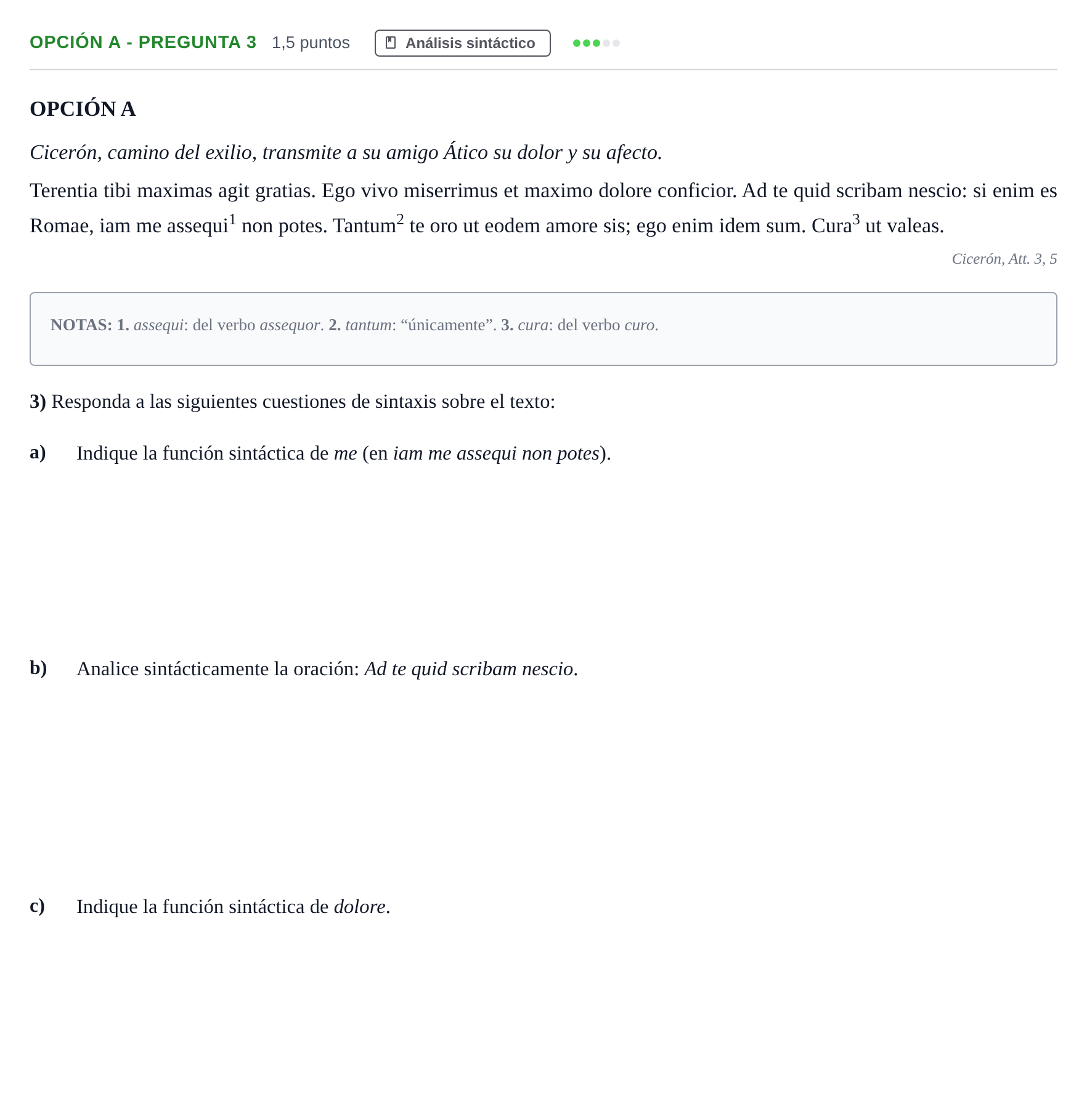 Enunciado: Opción A - Pregunta 3 · Latín II PAU Madrid Extraordinaria 2019