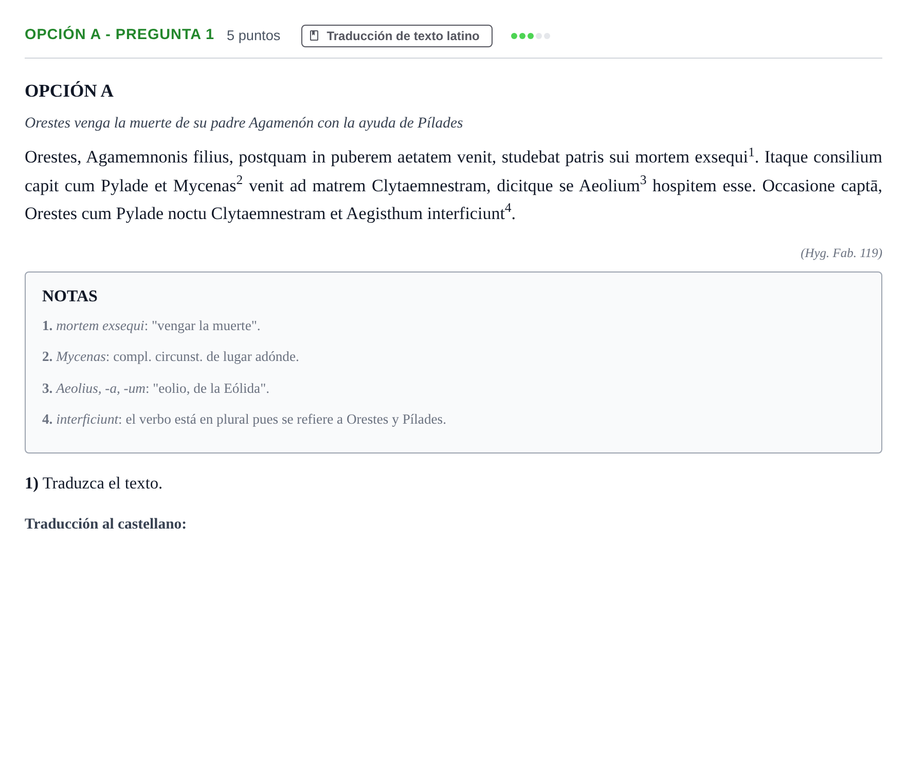 Enunciado: Opción A - Pregunta 1 · Latín II PAU Madrid Modelo 2019