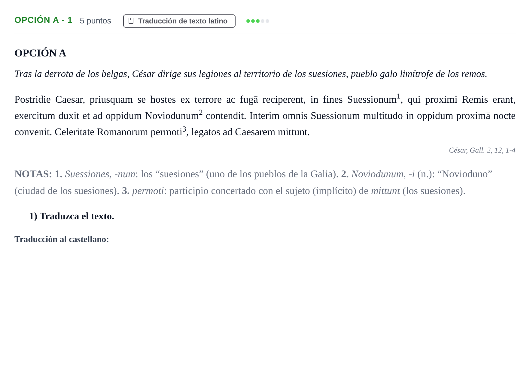 Enunciado: Opción A - 1 · Latín II PAU Madrid Ordinaria 2019