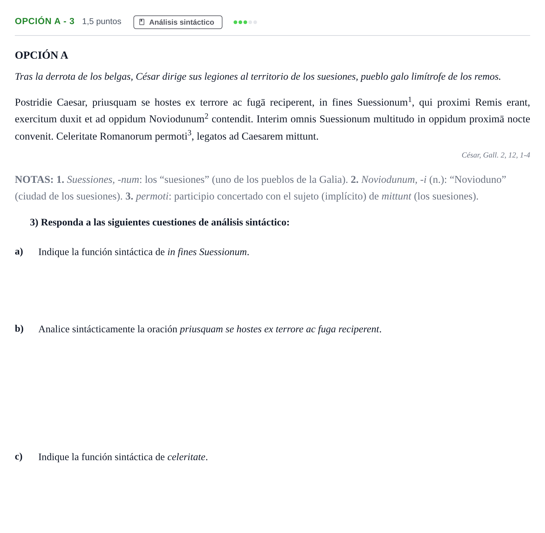Enunciado: Opción A - 3 · Latín II PAU Madrid Ordinaria 2019