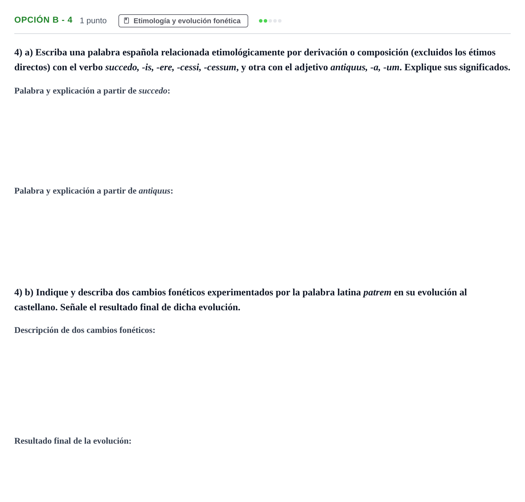 Enunciado: Opción B - 4 · Latín II PAU Madrid Ordinaria 2019