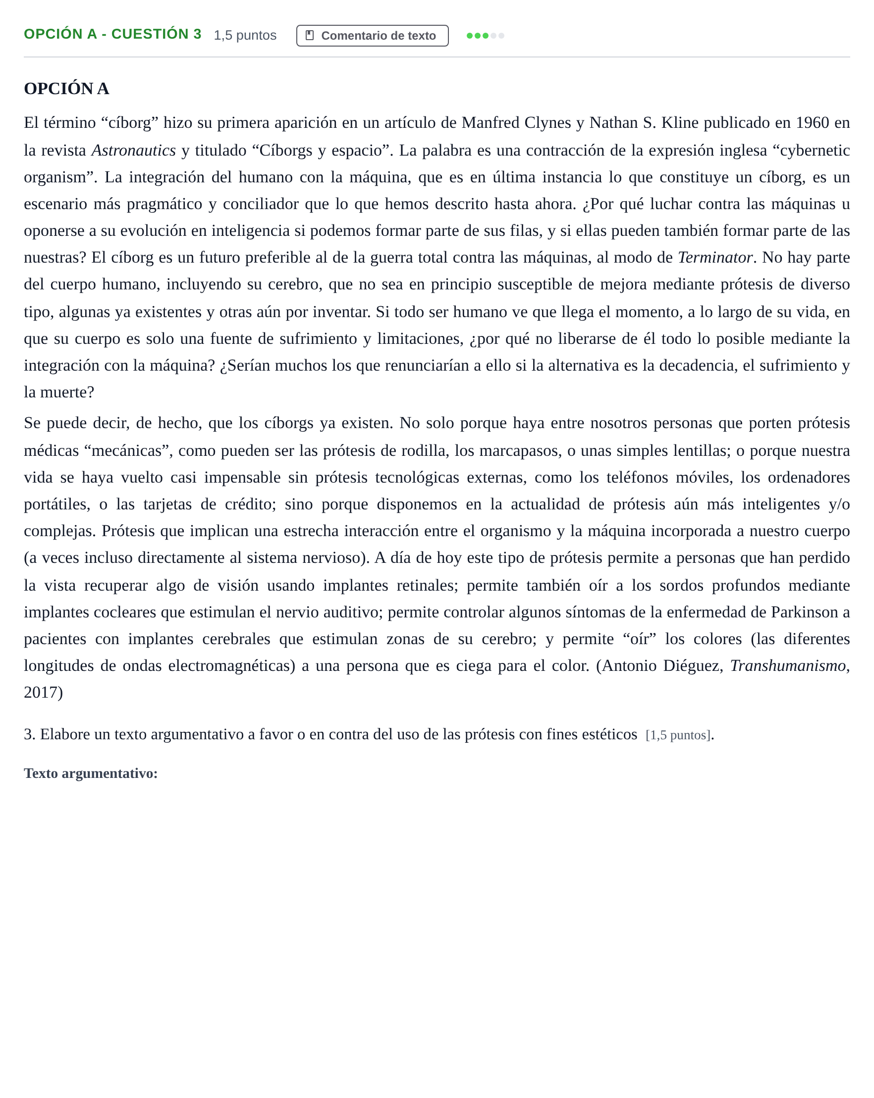 Enunciado: Opción A - Cuestión 3 · Lengua Castellana y Literatura II PAU Madrid Ordinaria 2019