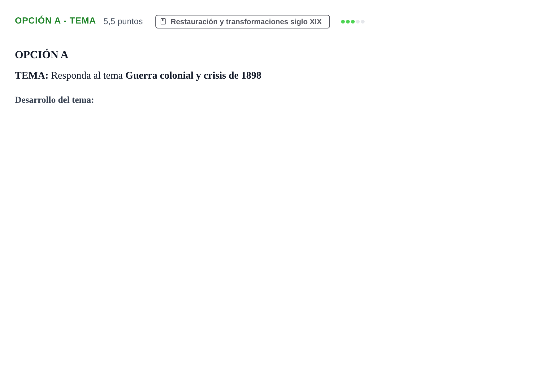 Enunciado: Opción A - Tema · Historia de España PAU Andalucía Extraordinaria Titular 2019