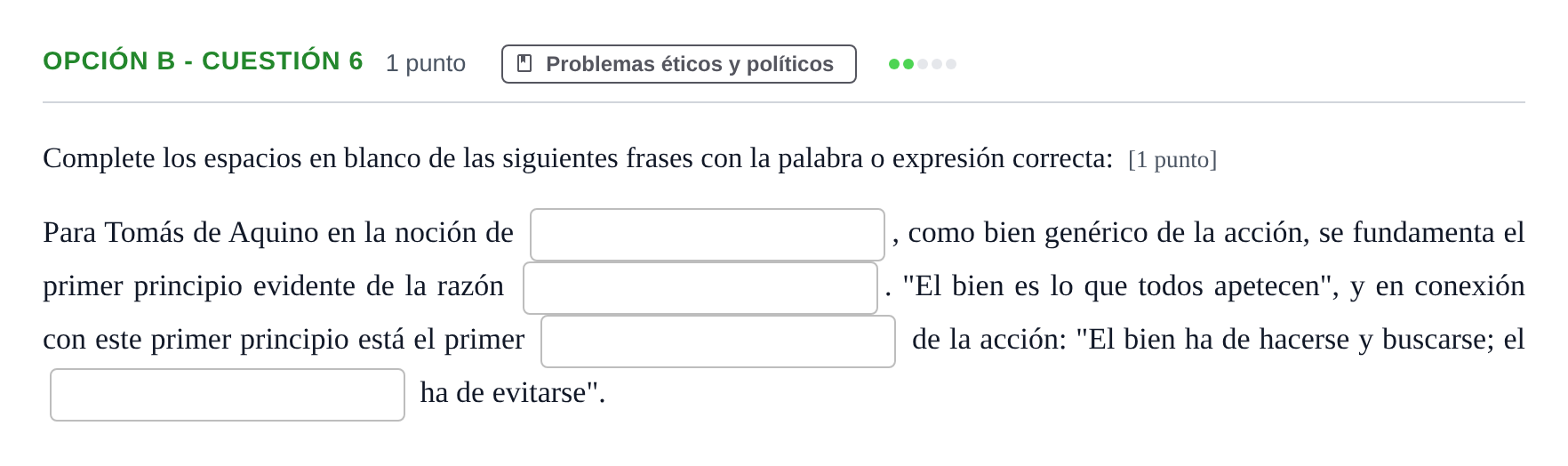 Enunciado: Opción B - Cuestión 6 · Historia de la Filosofía PAU Andalucía Ordinaria Suplente 2019