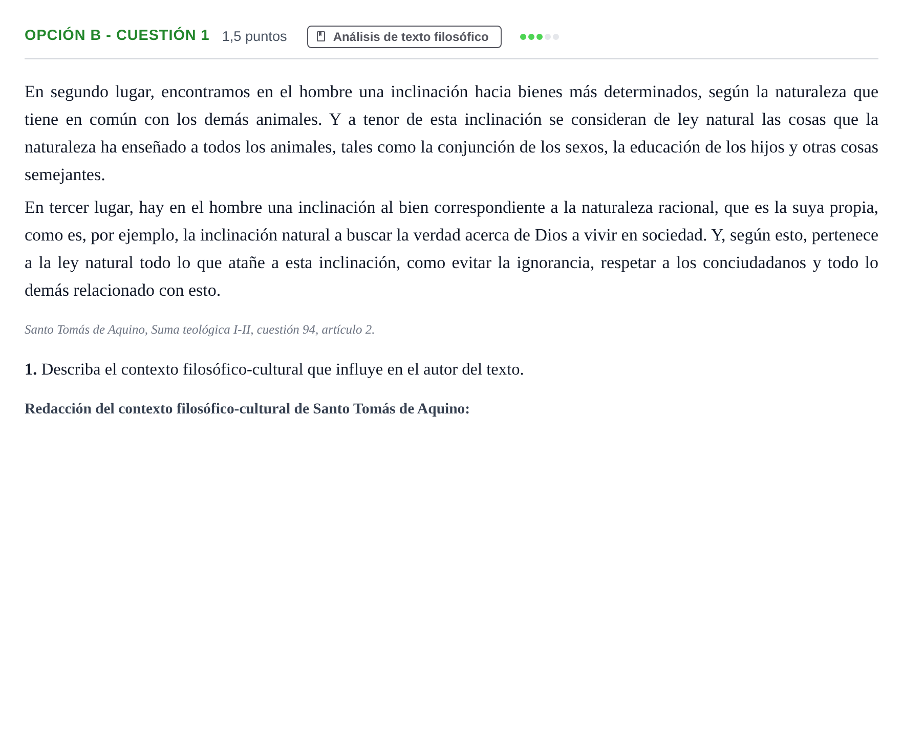 Enunciado: Opción B - Cuestión 1 · Historia de la Filosofía PAU Andalucía Extraordinaria Suplente 2019