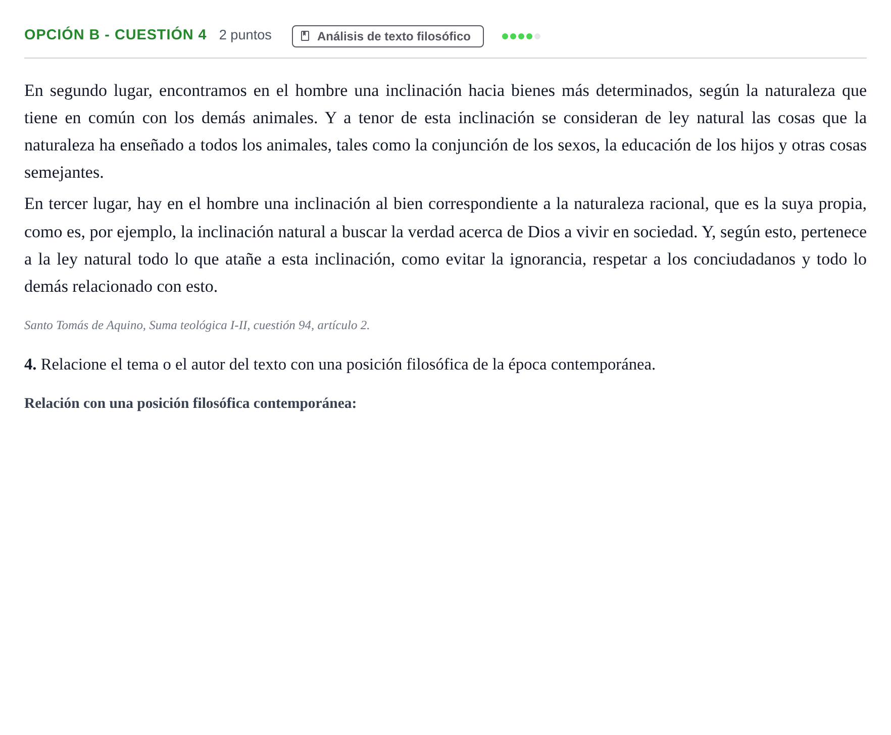 Enunciado: Opción B - Cuestión 4 · Historia de la Filosofía PAU Andalucía Extraordinaria Suplente 2019