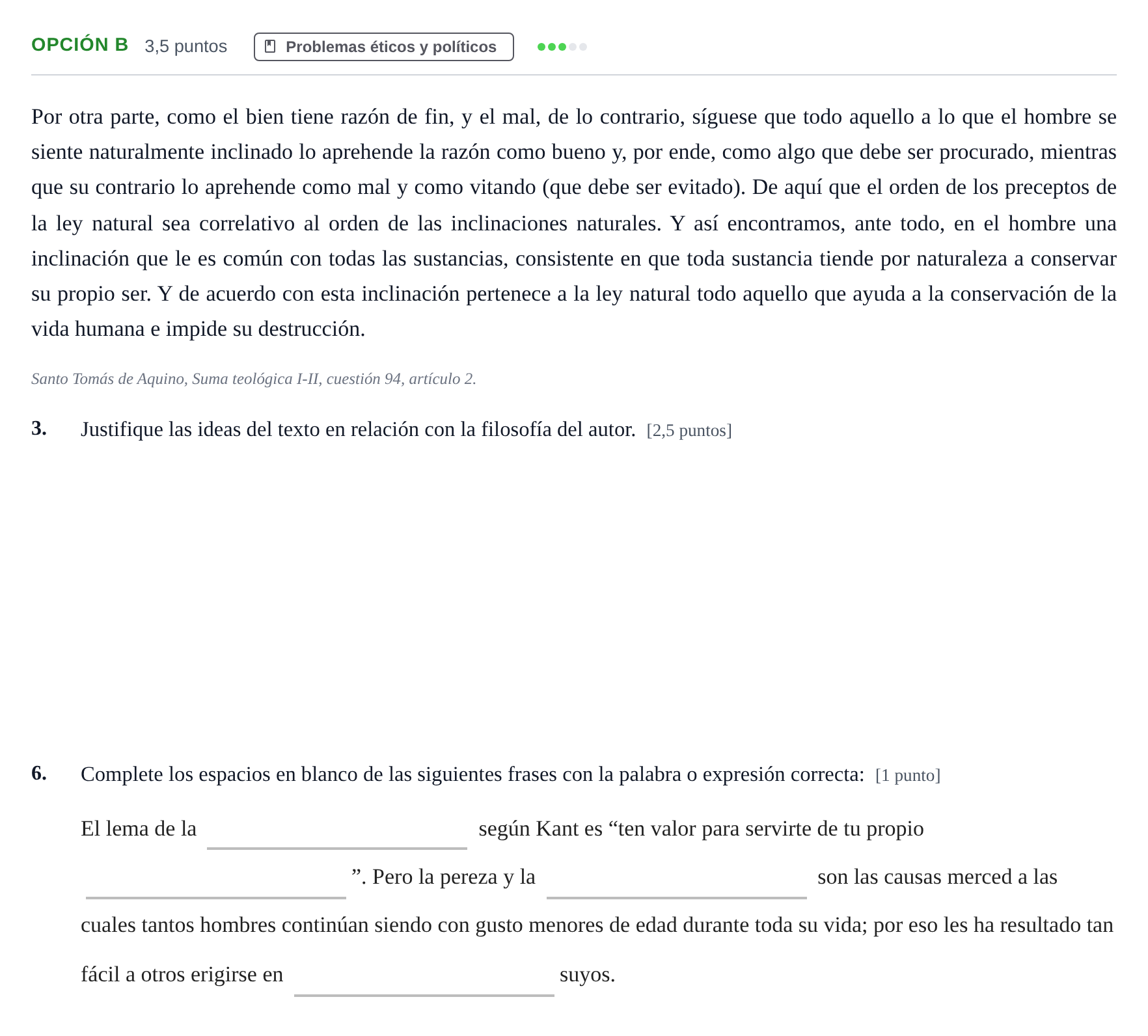 Enunciado: Opción B - Problemas éticos y políticos · Historia de la Filosofía PAU Andalucía Ordinaria Titular 2019