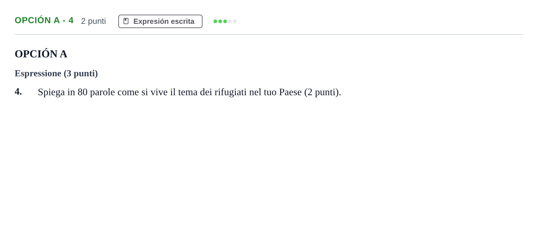 Enunciado: Opción A - 4 · Italiano PAU Andalucía Reserva A 2019