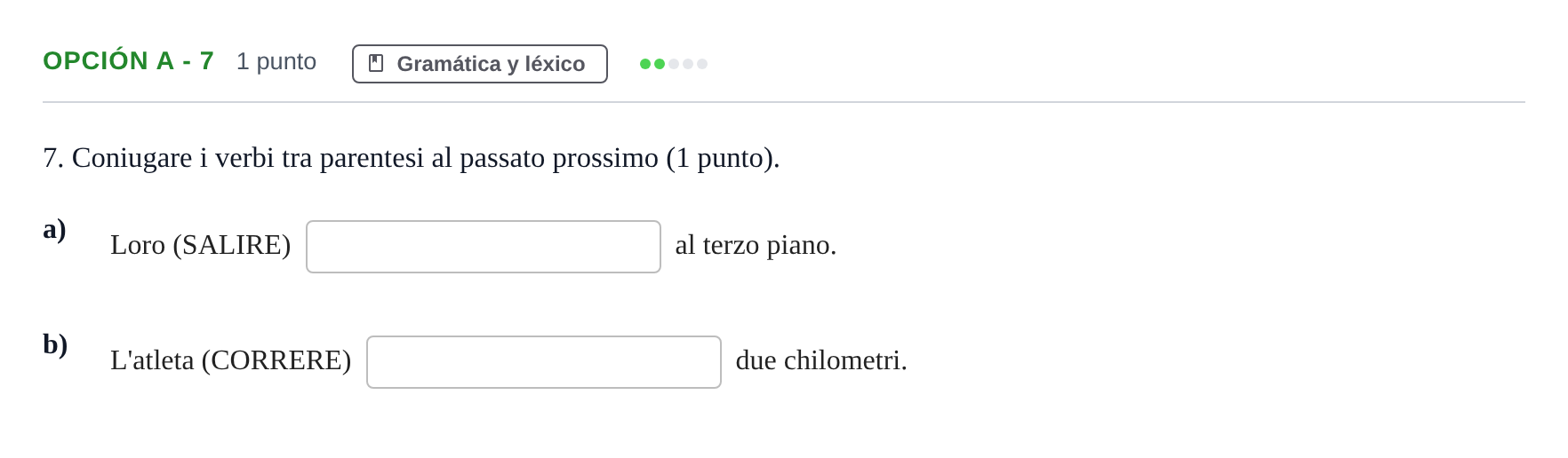 Enunciado: Opción A - 7 · Italiano PAU Andalucía Reserva B 2019