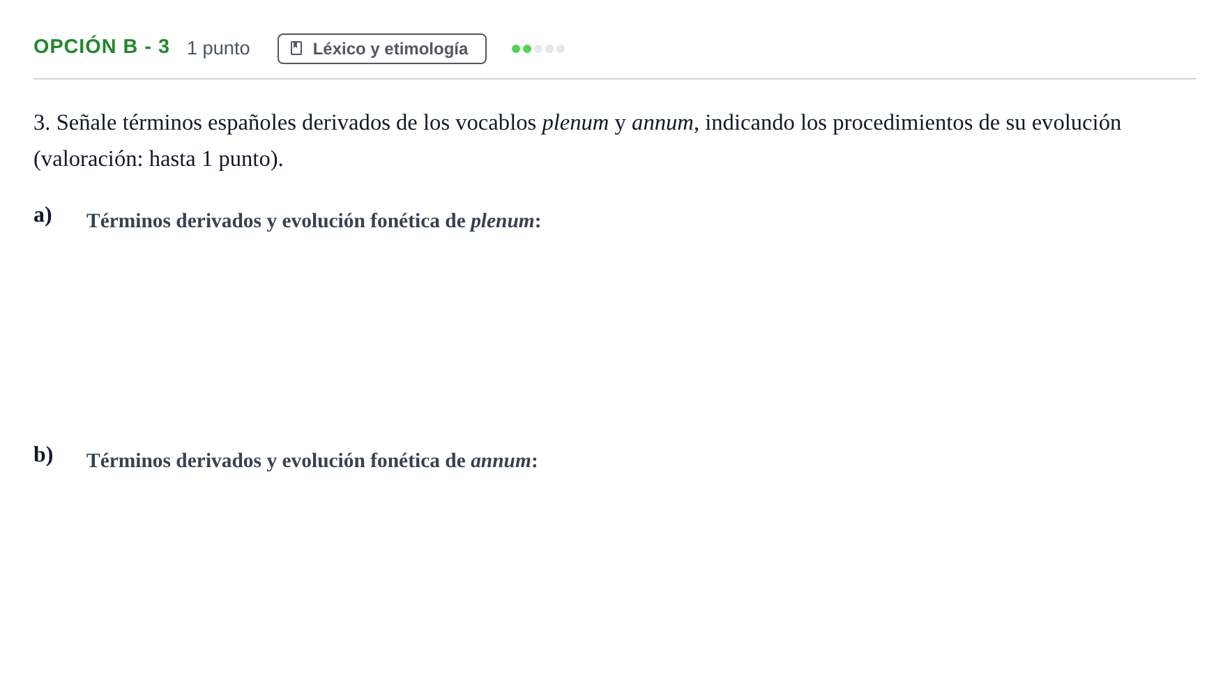 Enunciado: Opción B - 3 · Latín II PAU Andalucía Reserva A 2019