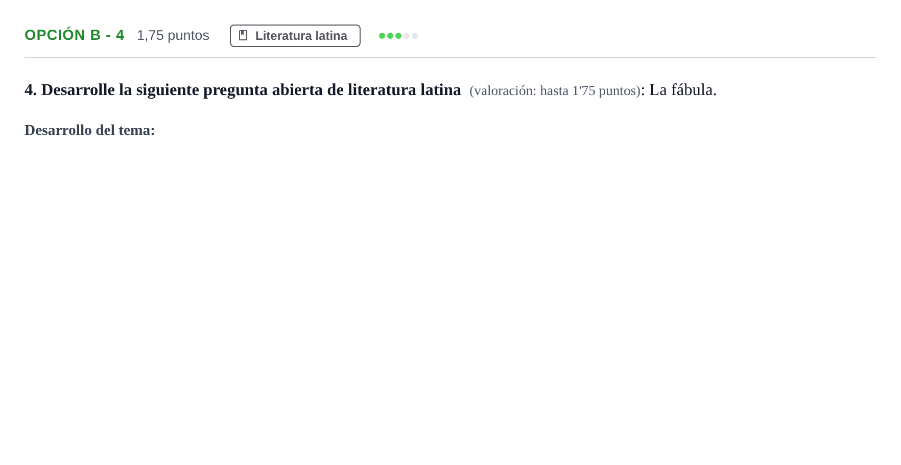 Enunciado: Opción B - 4 · Latín II PAU Andalucía Reserva A 2019