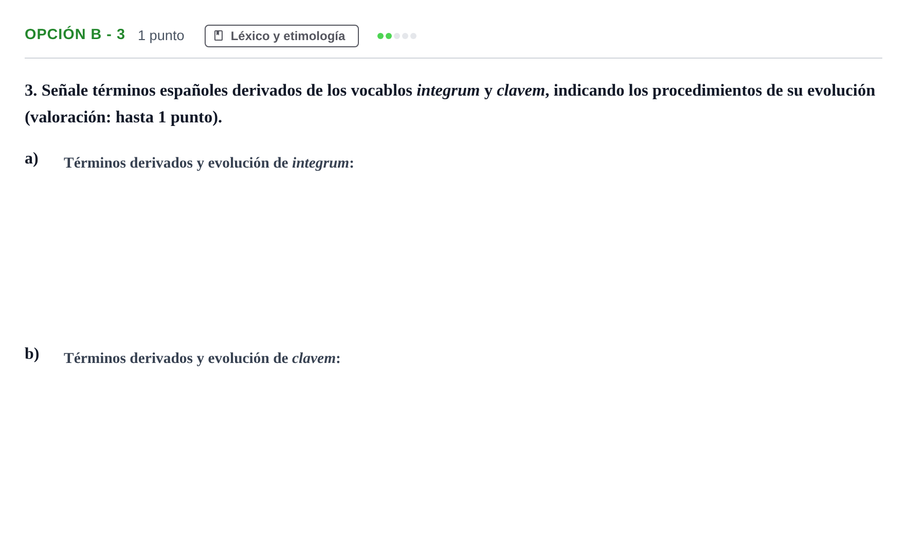 Enunciado: Opción B - 3 · Latín II PAU Andalucía Ordinaria Suplente 2019