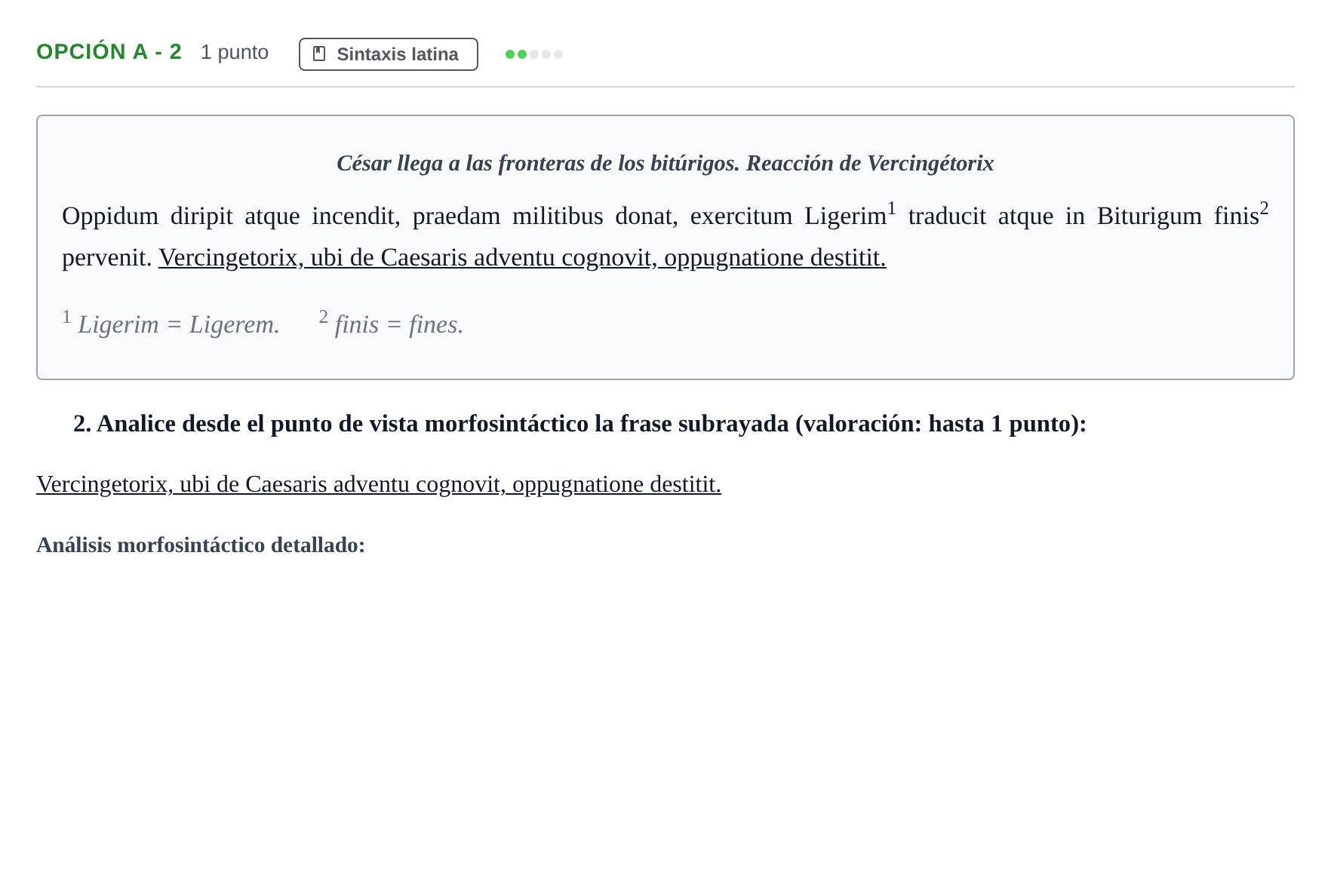 Enunciado: Opción A - 2 · Latín II PAU Andalucía Reserva B 2019