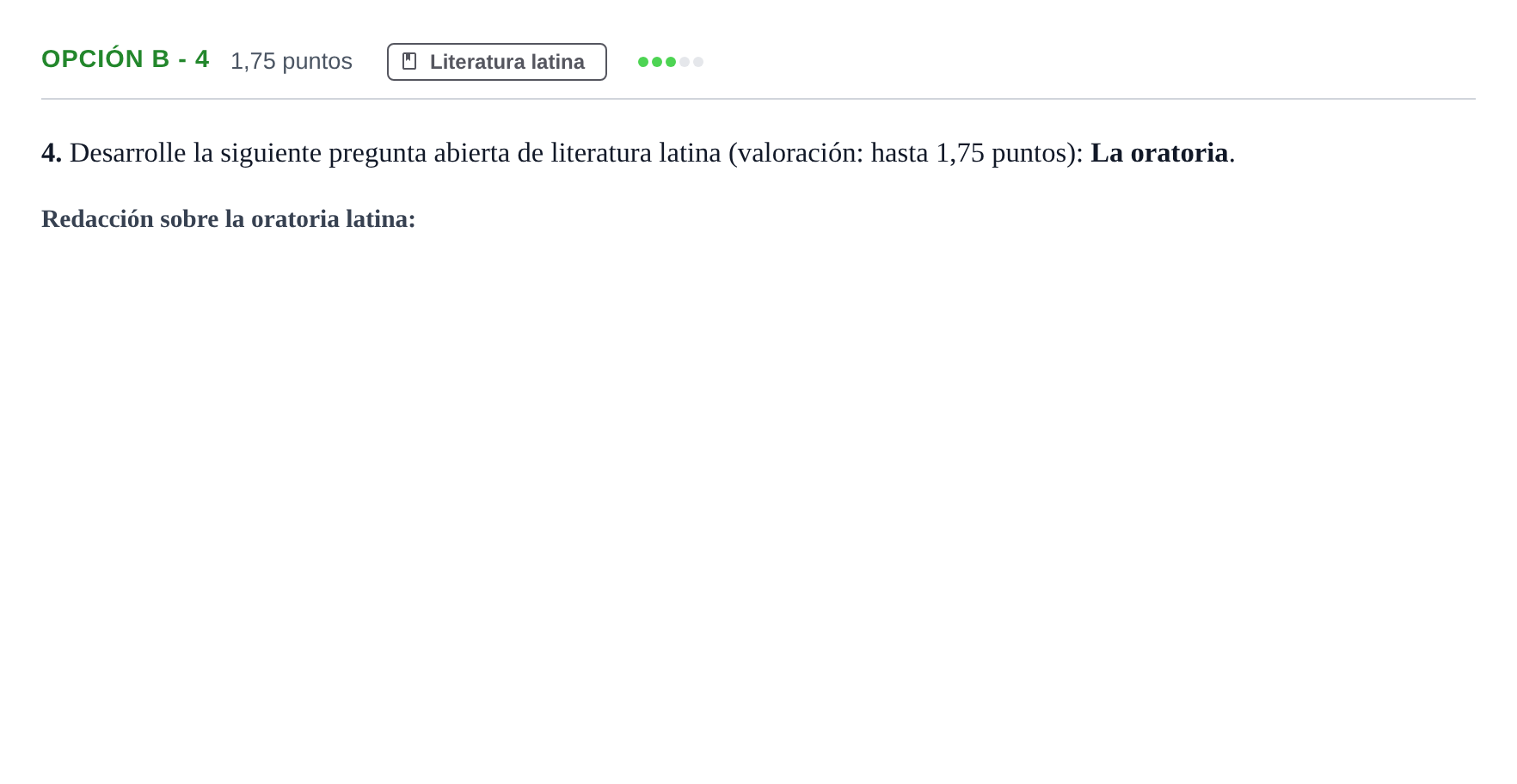 Enunciado: Opción B - 4 · Latín II PAU Andalucía Reserva B 2019