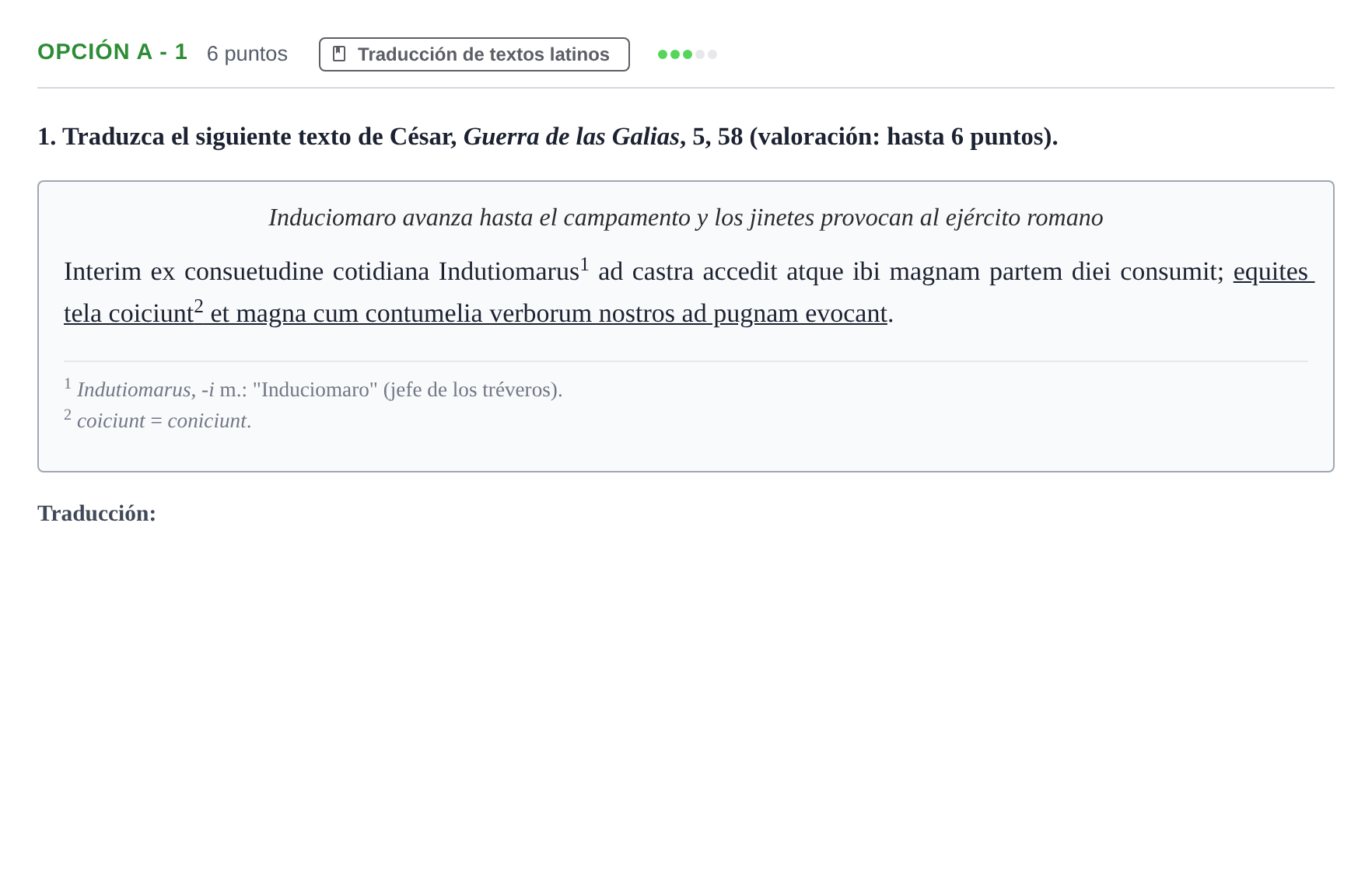 Enunciado: Opción A - 1 · Latín II PAU Andalucía Extraordinaria Suplente 2019