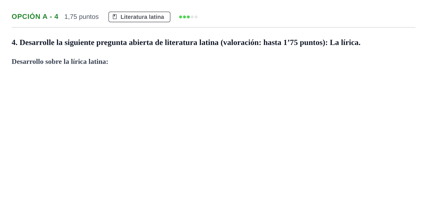 Enunciado: Opción A - 4 · Latín II PAU Andalucía Extraordinaria Suplente 2019