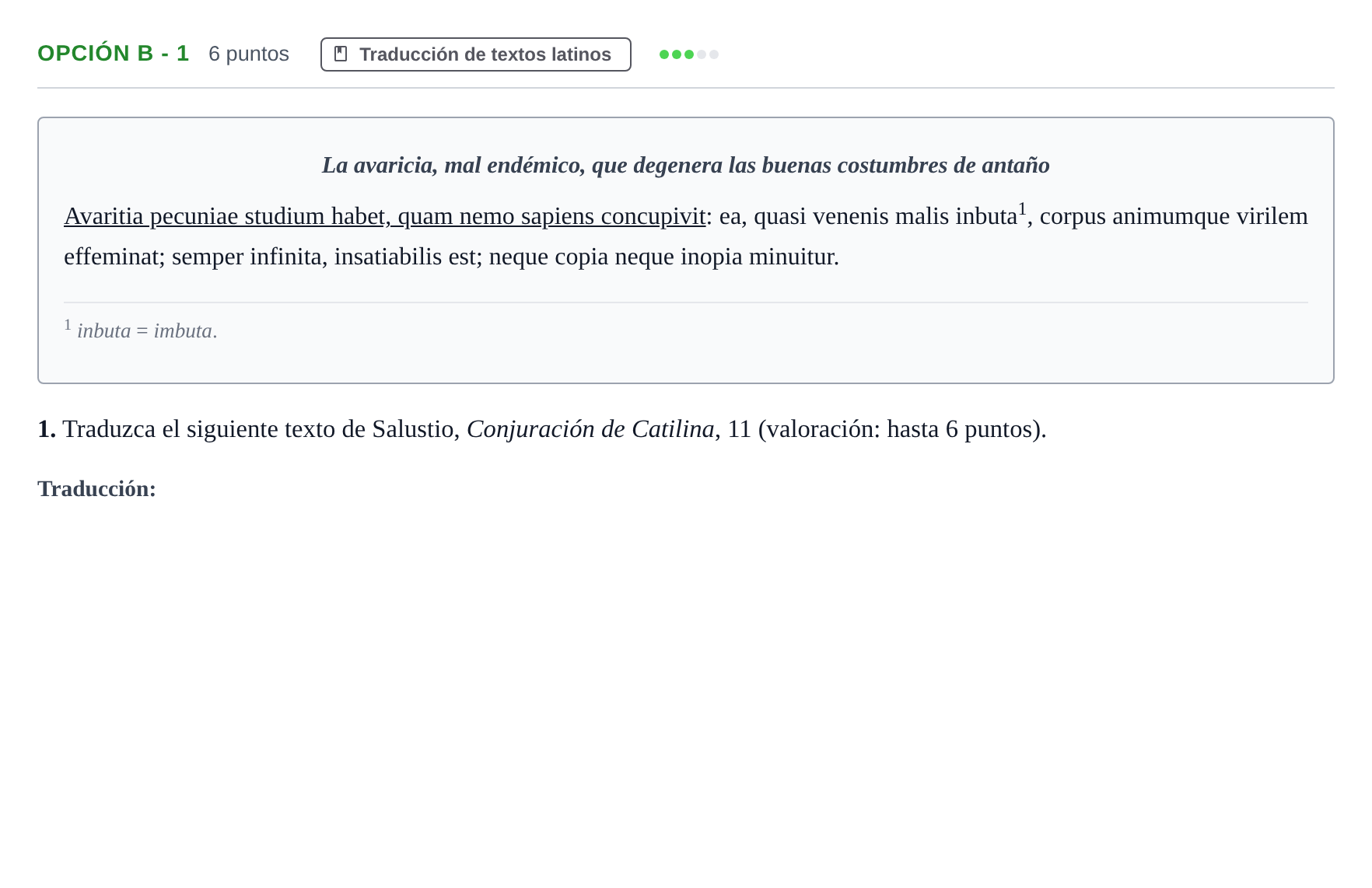 Enunciado: Opción B - 1 · Latín II PAU Andalucía Extraordinaria Suplente 2019