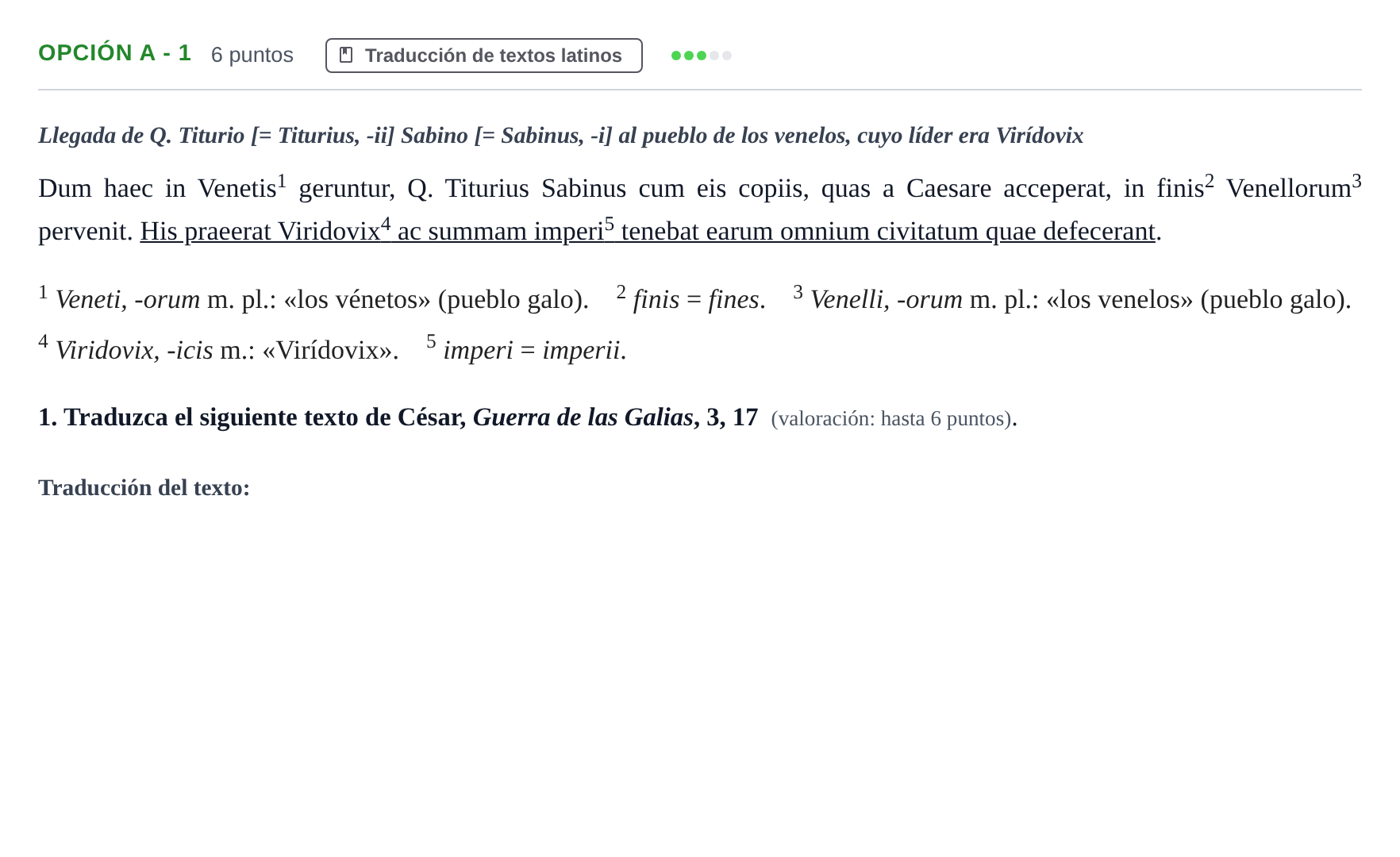 Enunciado: Opción A - 1 · Latín II PAU Andalucía Ordinaria Titular 2019