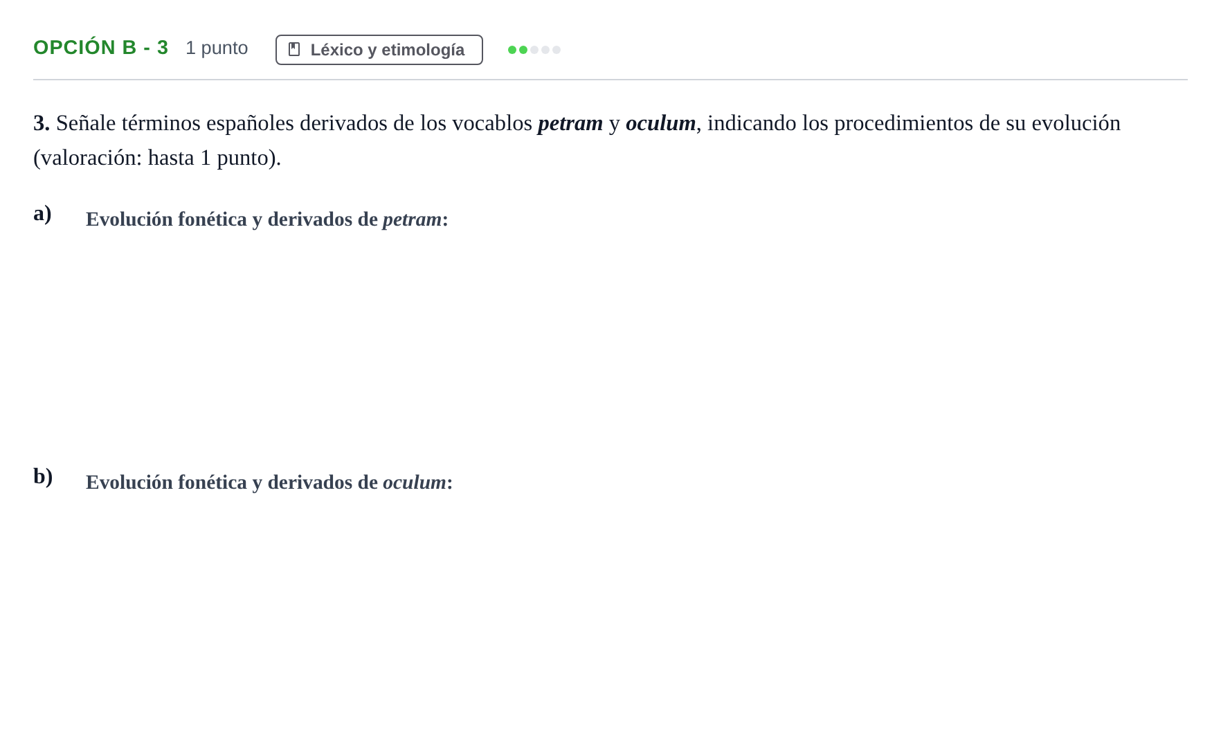 Enunciado: Opción B - 3 · Latín II PAU Andalucía Extraordinaria Titular 2019