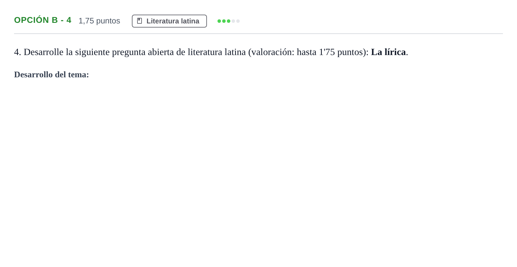 Enunciado: Opción B - 4 · Latín II PAU Andalucía Extraordinaria Titular 2019