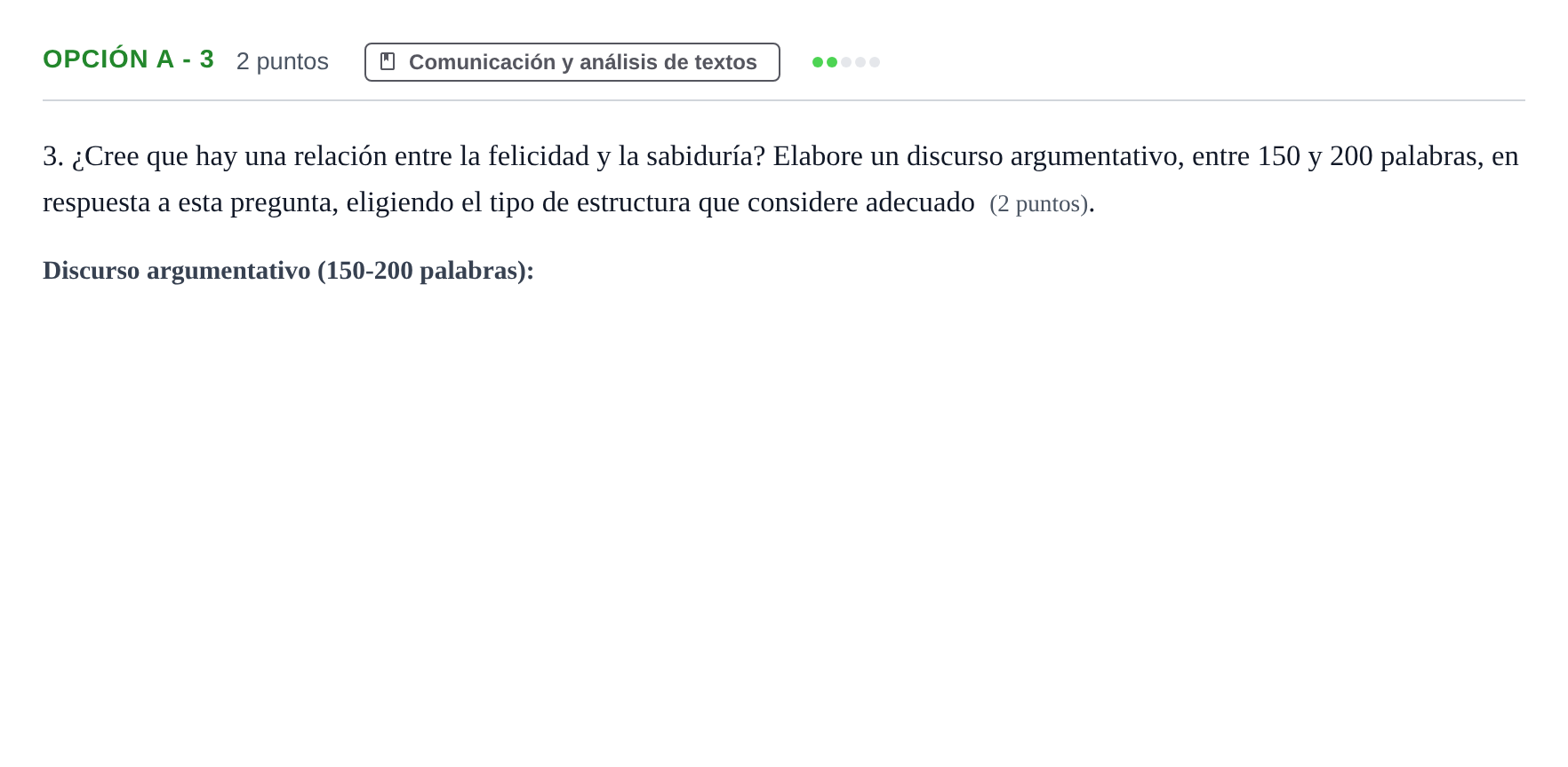 Enunciado: Opción A - 3 · Lengua Castellana y Literatura II PAU Andalucía Reserva B 2019