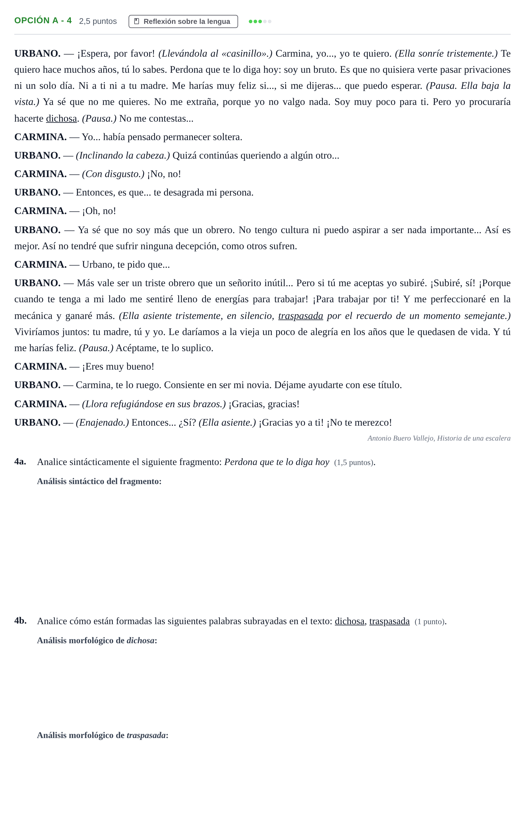 Enunciado: Opción A - 4 · Lengua Castellana y Literatura II PAU Andalucía Reserva B 2019