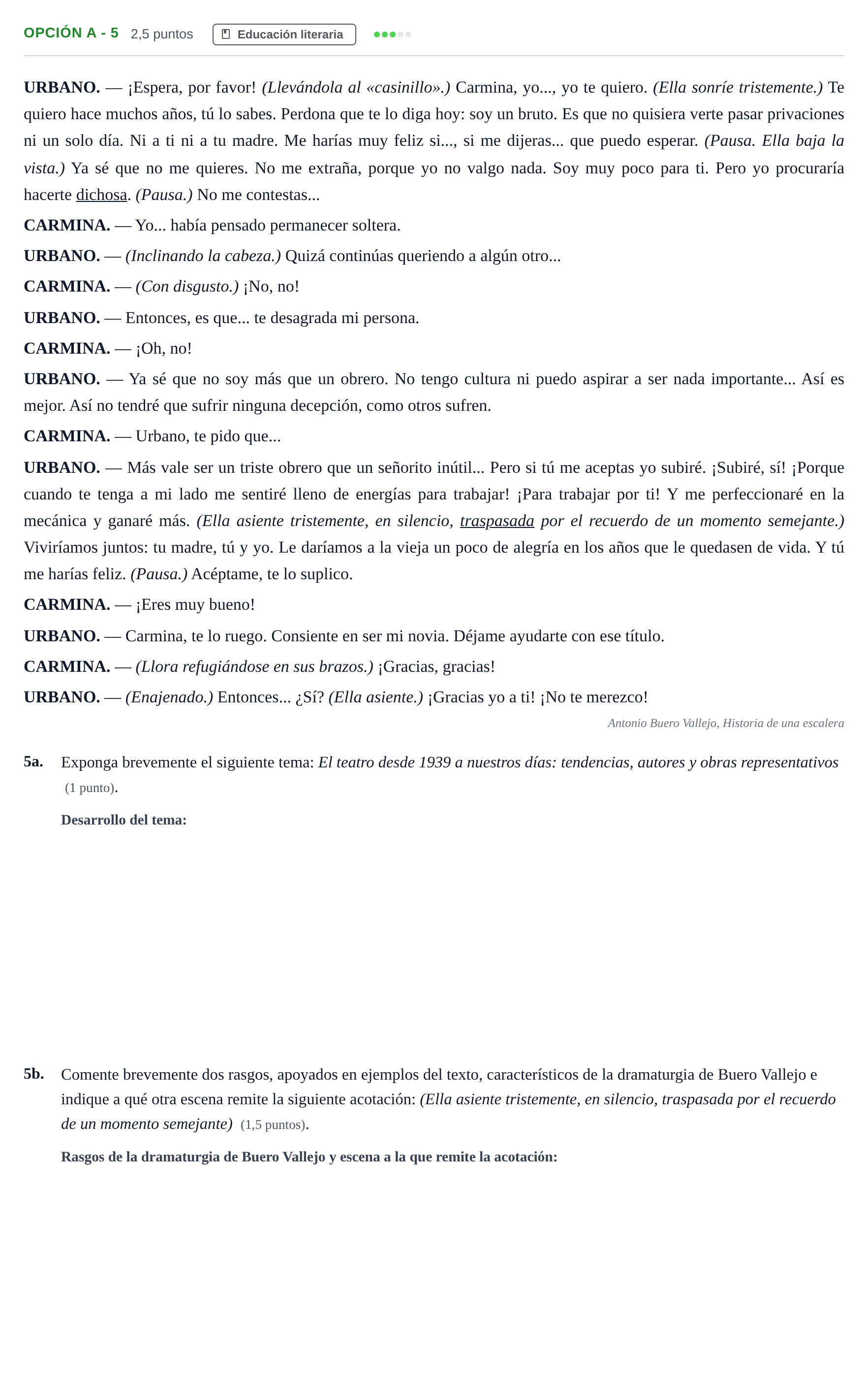 Enunciado: Opción A - 5 · Lengua Castellana y Literatura II PAU Andalucía Reserva B 2019
