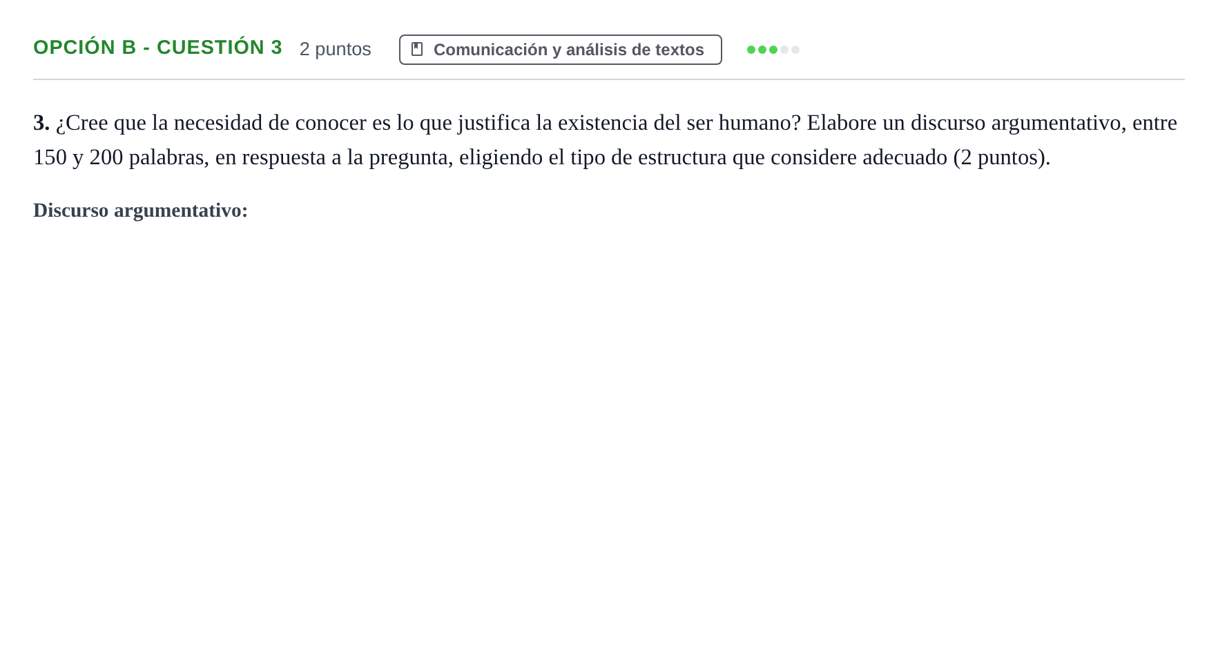 Enunciado: Opción B - Cuestión 3 · Lengua Castellana y Literatura II PAU Andalucía Ordinaria Suplente 2019