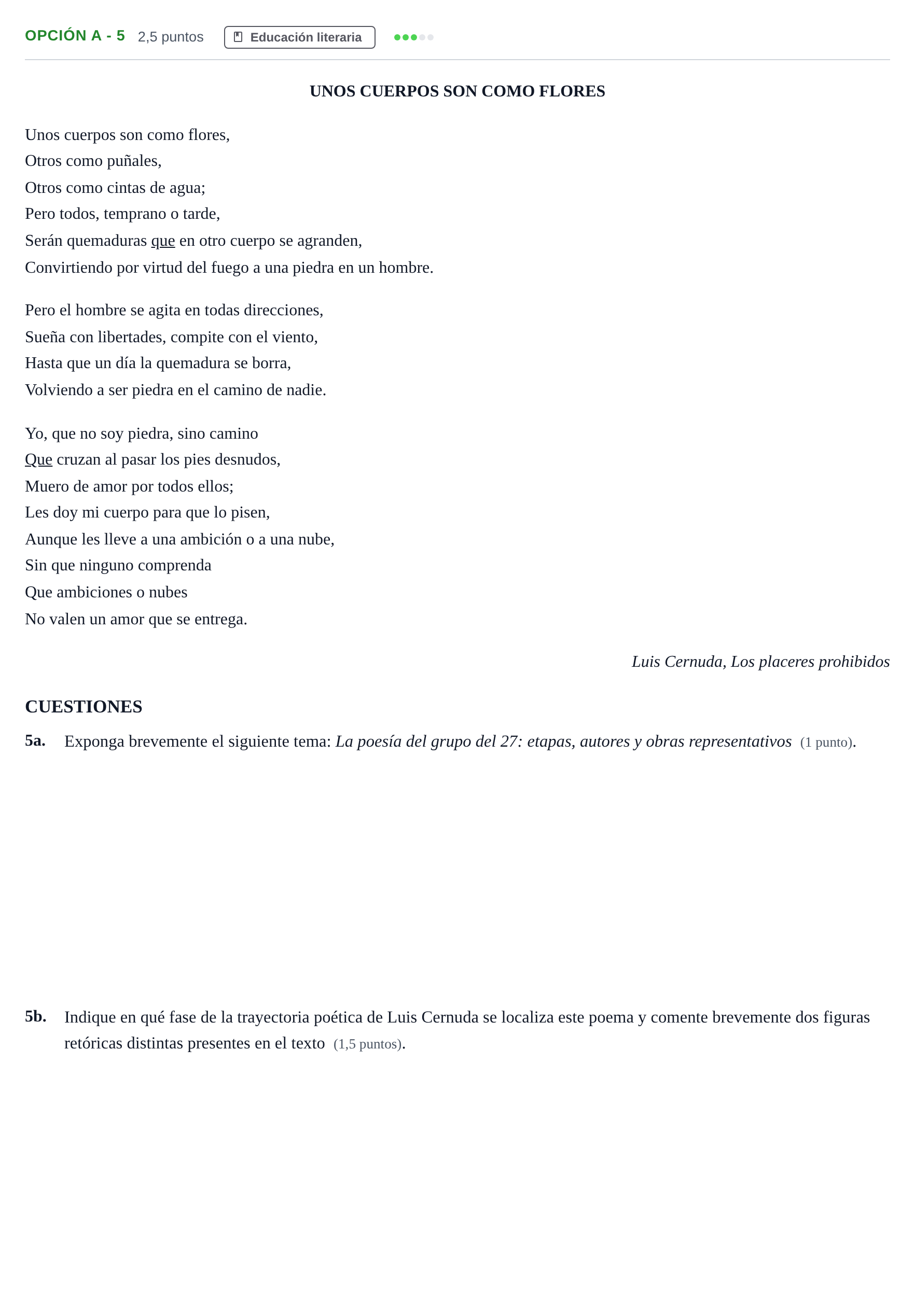 Enunciado: Opción A - 5 · Lengua Castellana y Literatura II PAU Andalucía Extraordinaria Suplente 2019