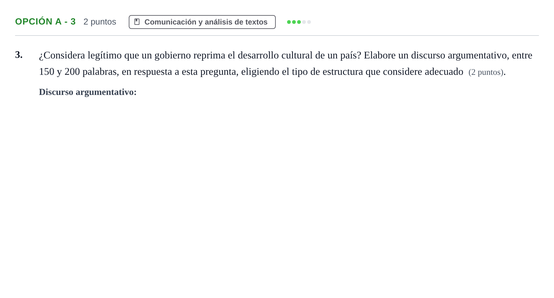 Enunciado: Opción A - 3 · Lengua Castellana y Literatura II PAU Andalucía Ordinaria Titular 2019