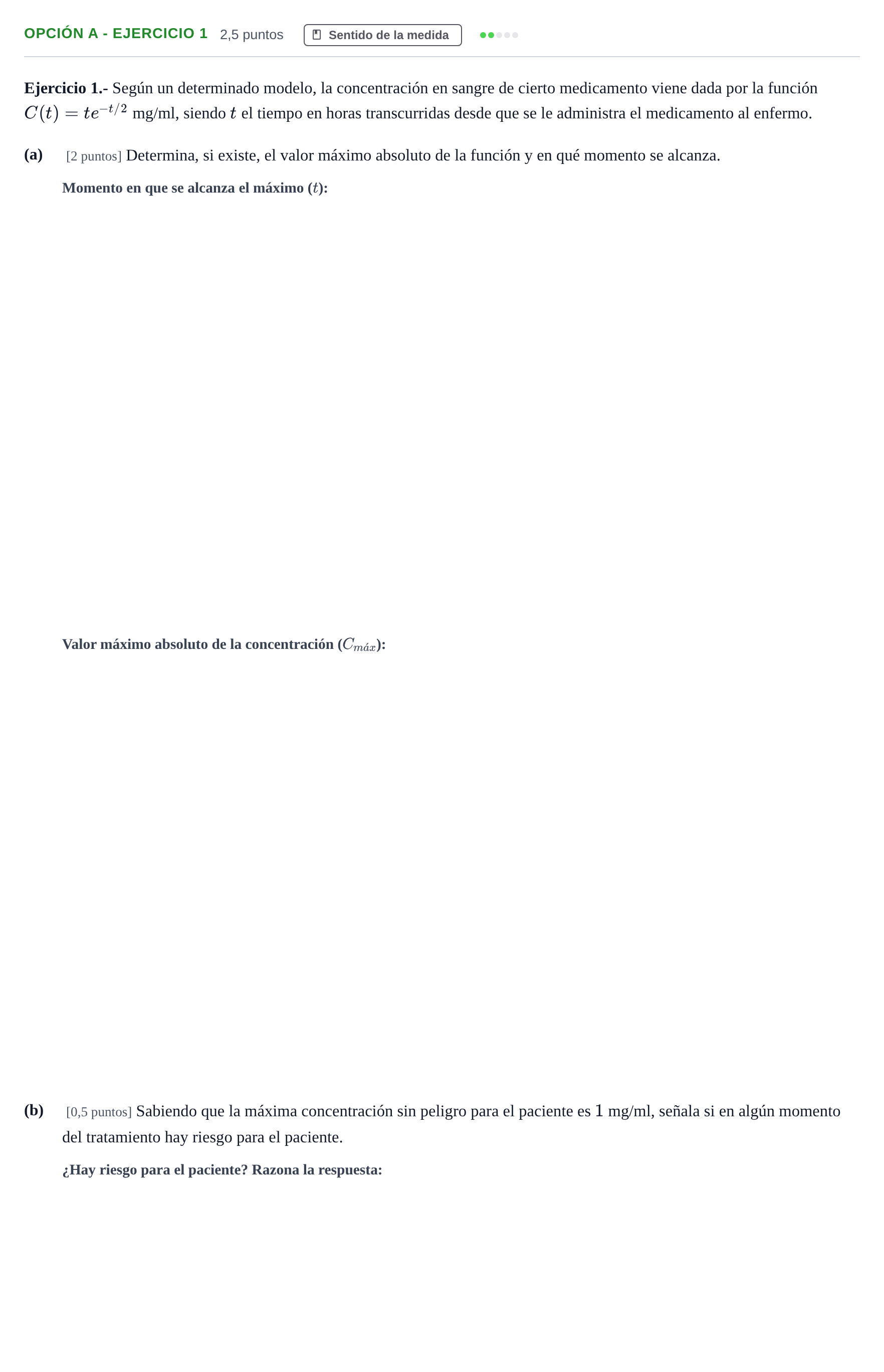 Enunciado: Opción A - Ejercicio 1 · Matemáticas II PAU Andalucía Reserva A 2019