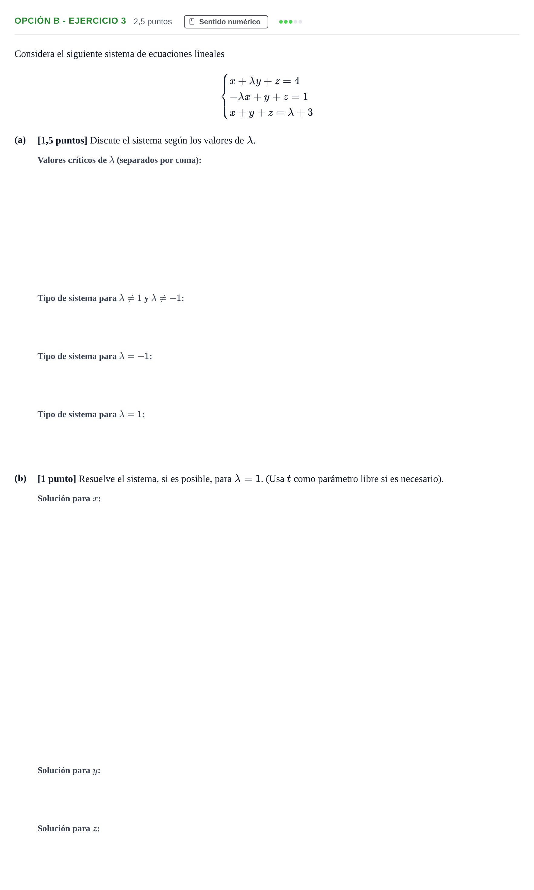 Enunciado: Opción B - Ejercicio 3 · Matemáticas II PAU Andalucía Reserva A 2019