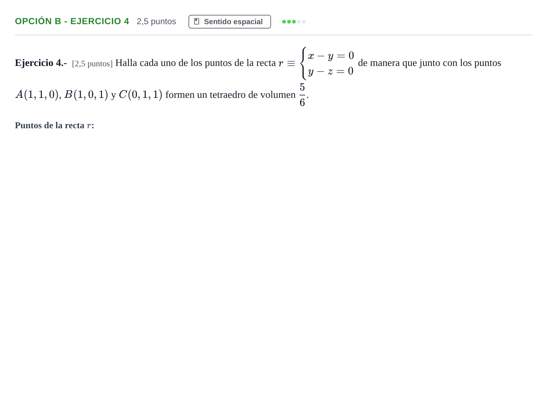 Enunciado: Opción B - Ejercicio 4 · Matemáticas II PAU Andalucía Reserva A 2019