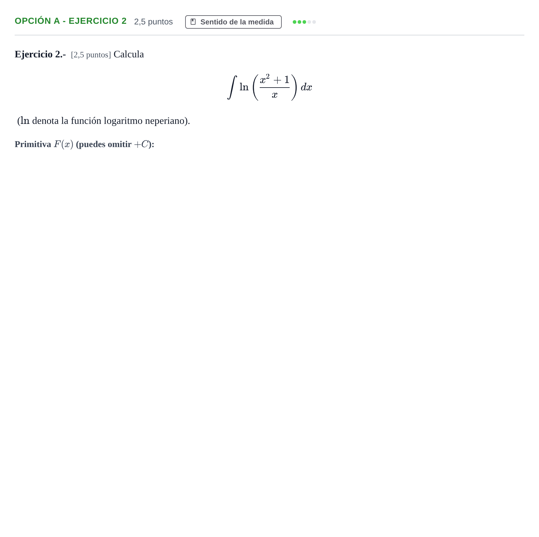 Enunciado: Opción A - Ejercicio 2 · Matemáticas II PAU Andalucía Ordinaria Suplente 2019