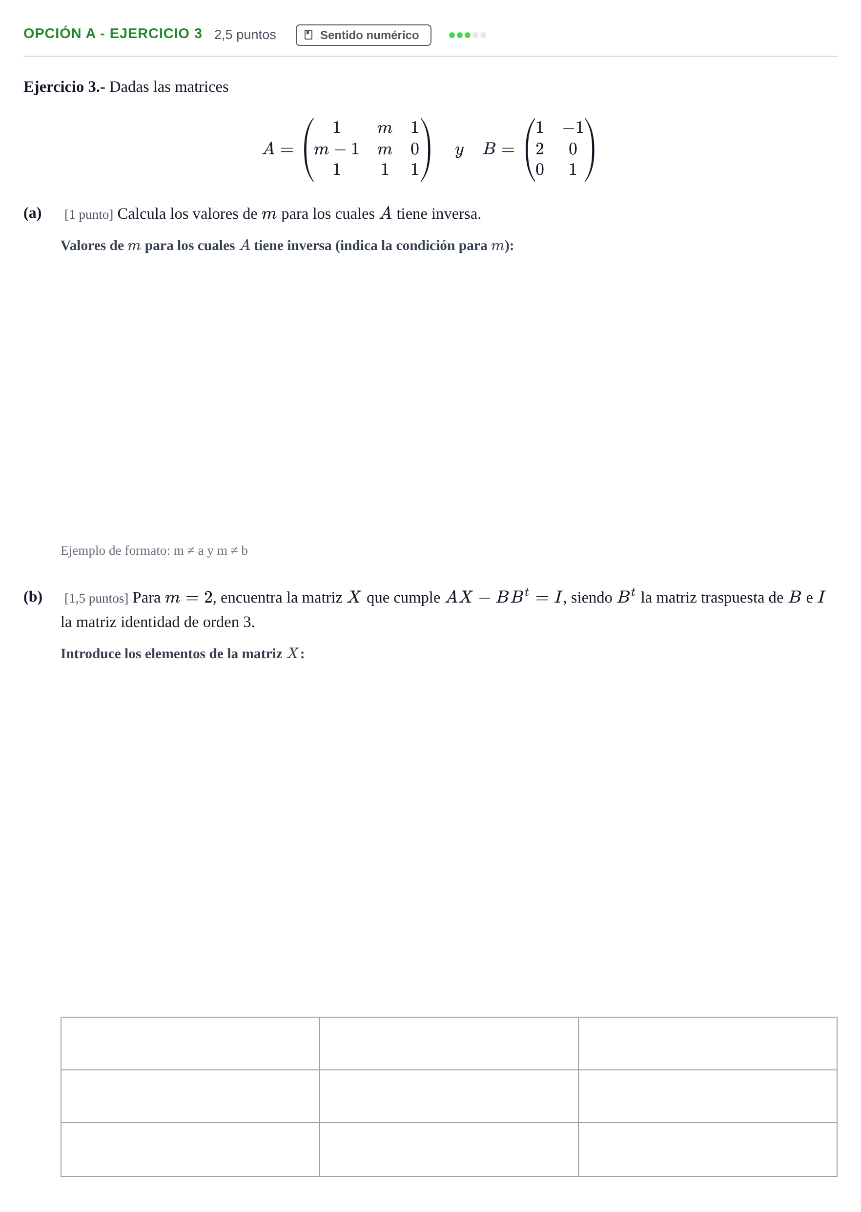 Enunciado: Opción A - Ejercicio 3 · Matemáticas II PAU Andalucía Ordinaria Suplente 2019